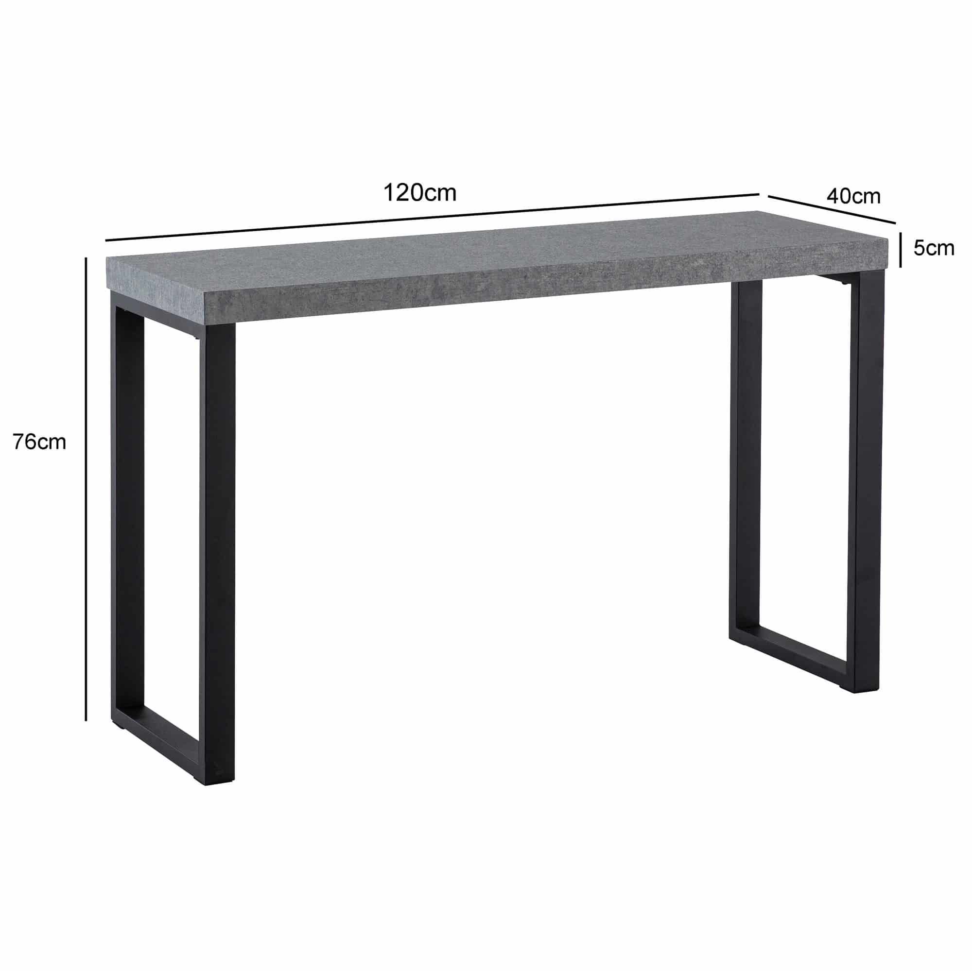 Konsolentisch Beton-Optik / Schwarz 120x40x76 cm Design Anrichte Flur Konsolentisch Beton-Optik / Schwarz 120x40x76 cm Design Anrichte Flur