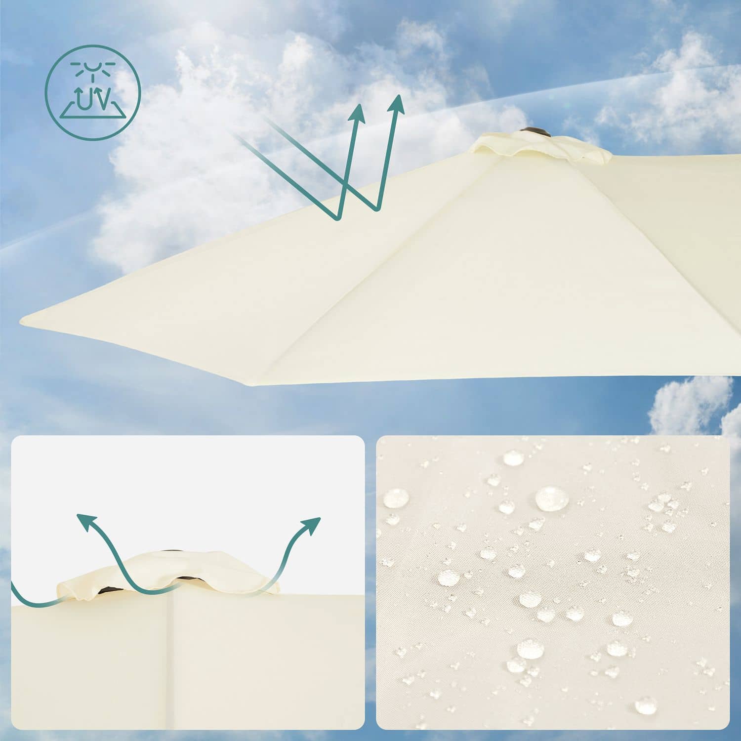 Doppelsonnenschirm mit Kurbel Doppelsonnenschirm mit Kurbel