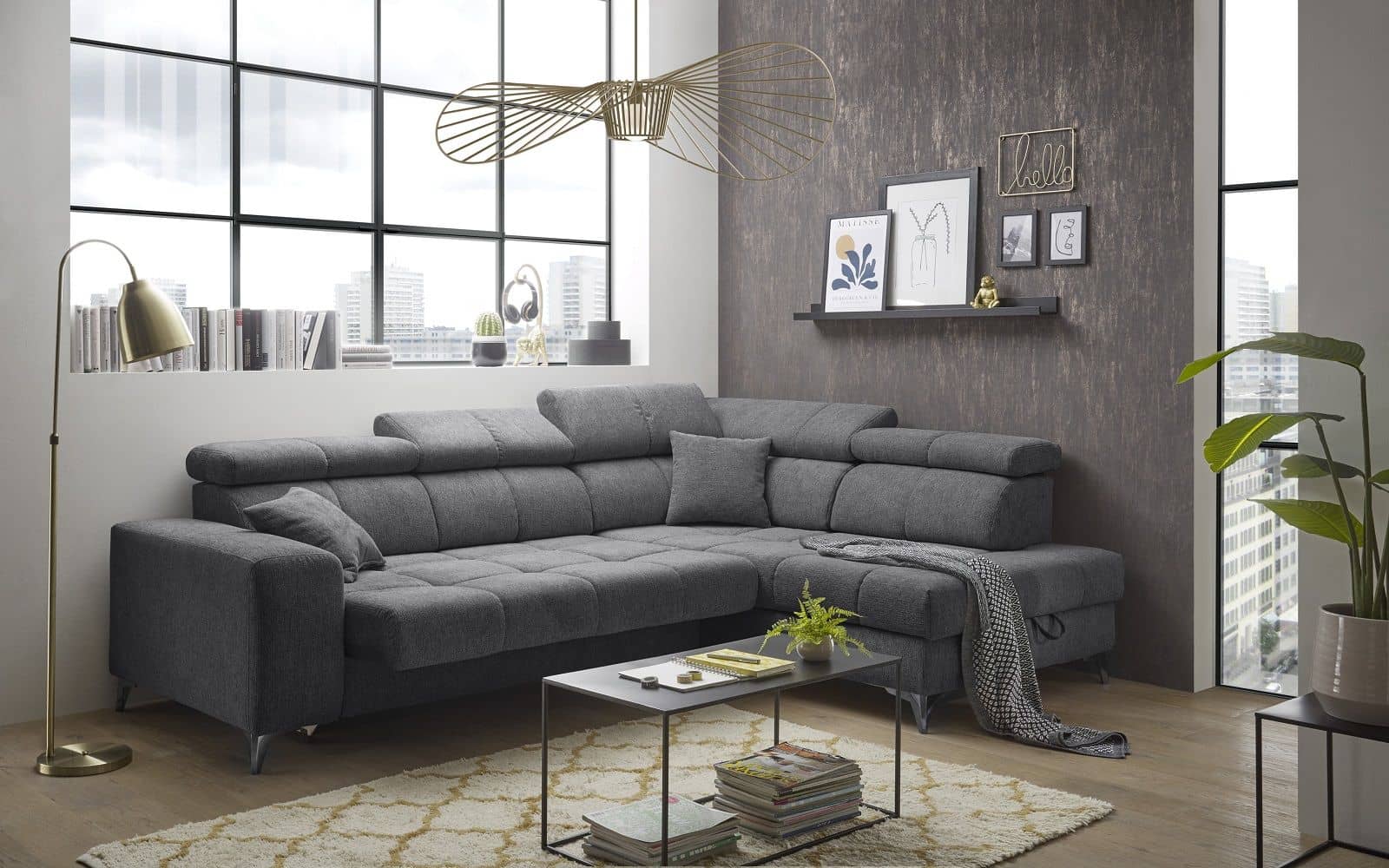 Ecksofa mit elektronischer Wallaway-Funktion | USB-Anschluss - Sydney