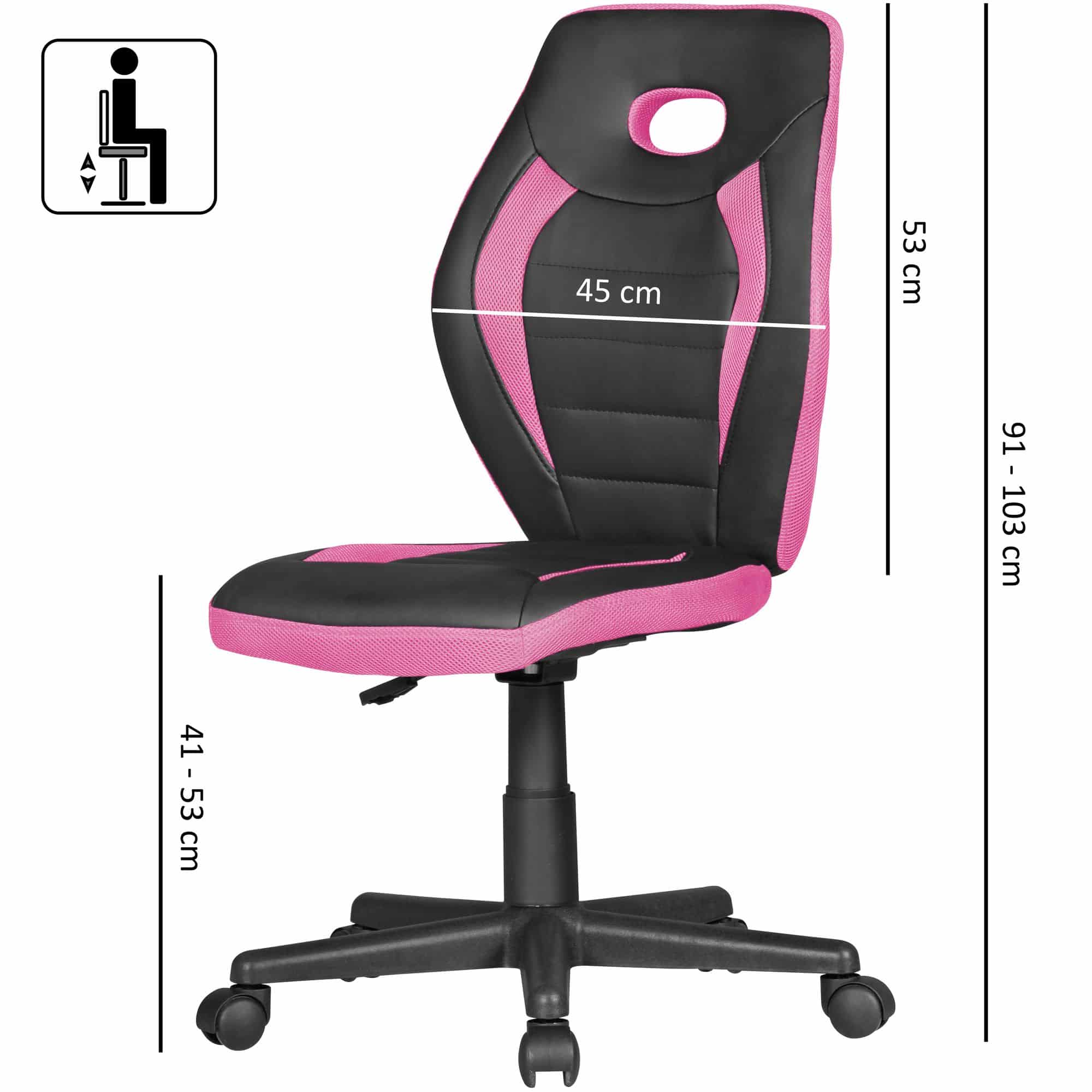 48245-AMSTYLE-Kinderdrehstuhl-LUAN-schwarz-pink-S_2 Kinderdrehstuhl LUAN schwarz/pink für Kinder ab 6 mit Lehne