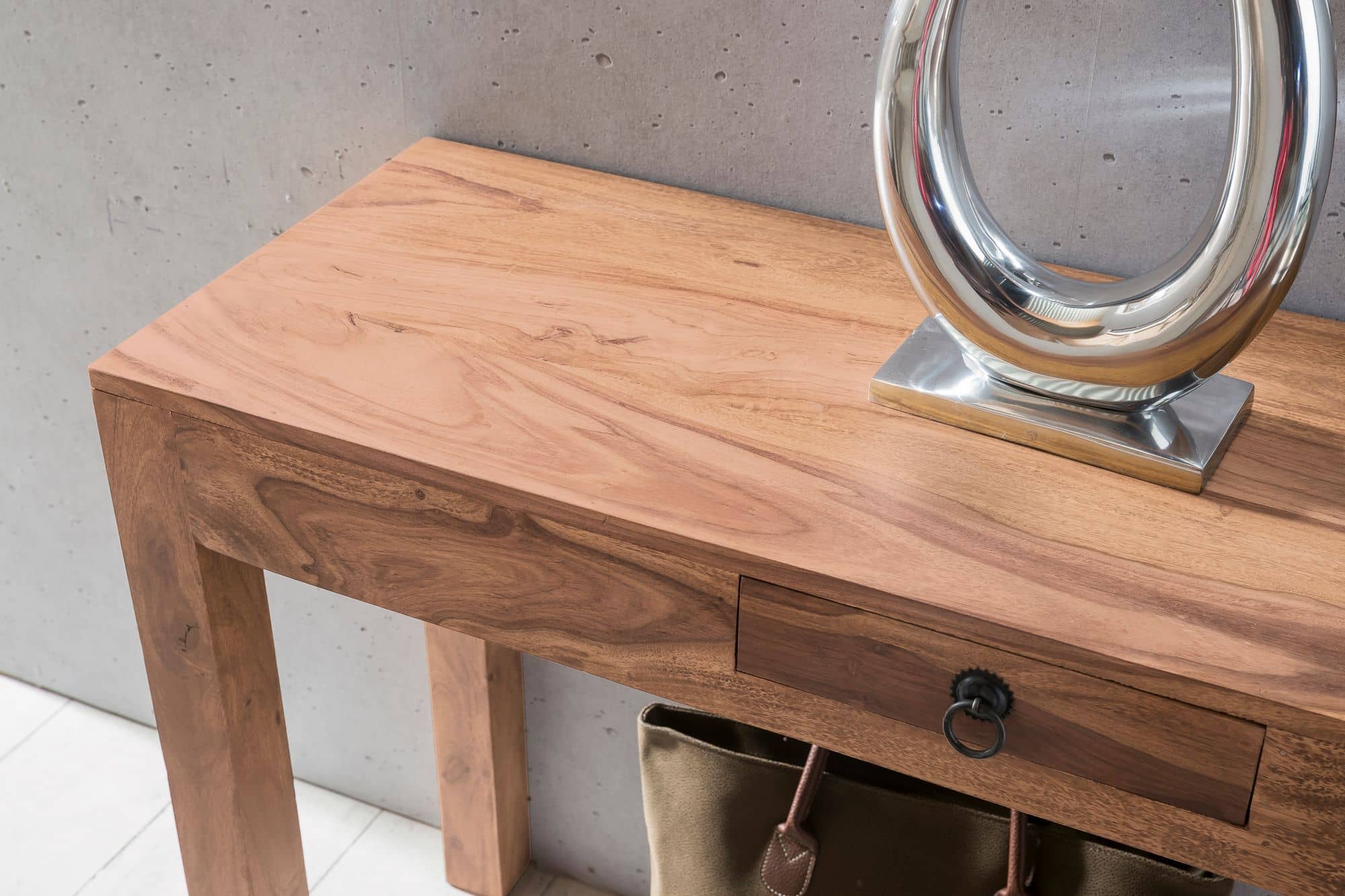 Konsolentisch MUMBAI Massivholz Akazie Konsole mit 1 Schublade Schreibtisch 120 x 40 cm Landhaus-Stil Sideboard Konsolentisch MUMBAI Massivholz Akazie Konsole mit 1 Schublade Schreibtisch 120 x 40 cm Landhaus-Stil Sideboard