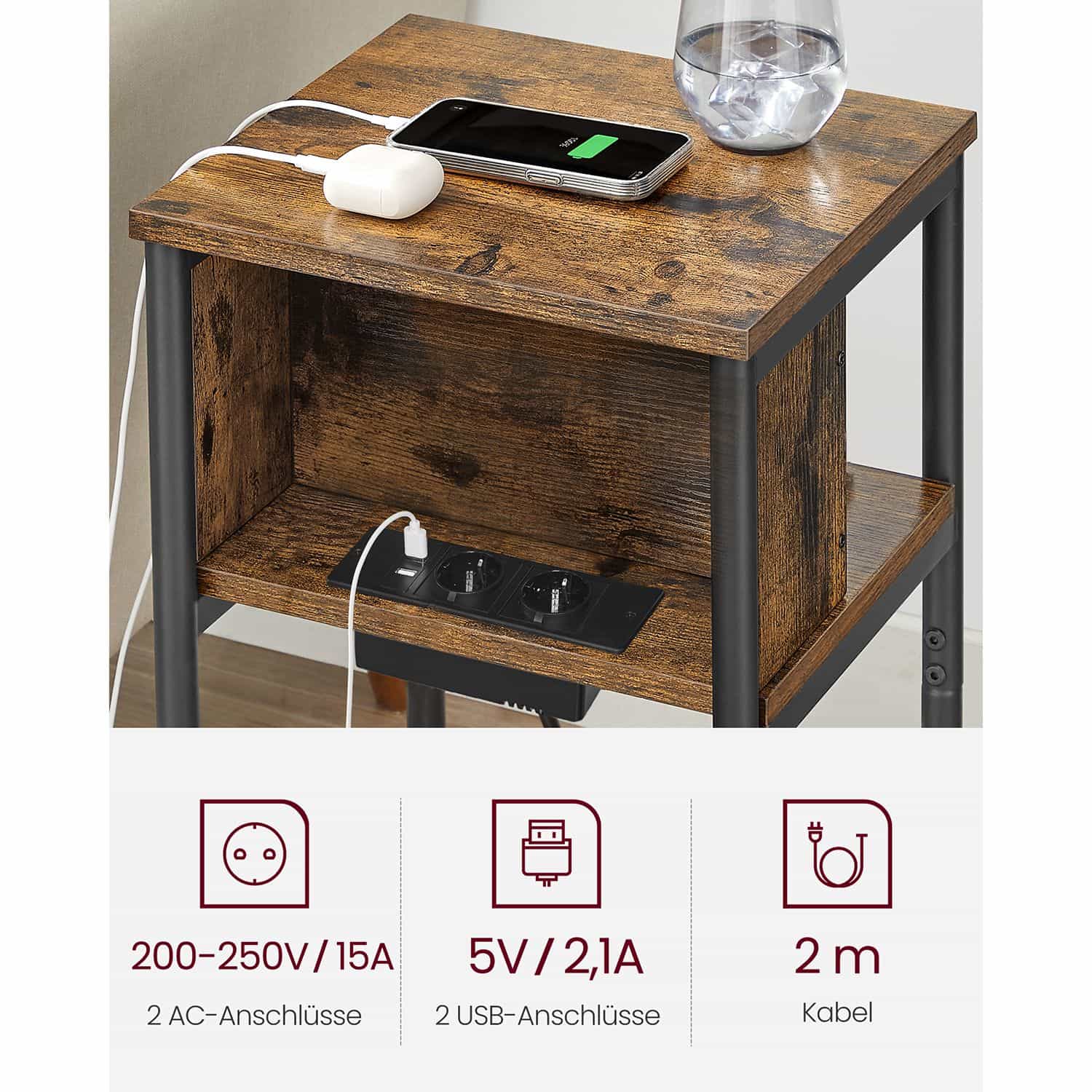 Nachttisch mit Steckdose-B34LET375B01 Nachttisch mit Steckdose-B34LET375B01