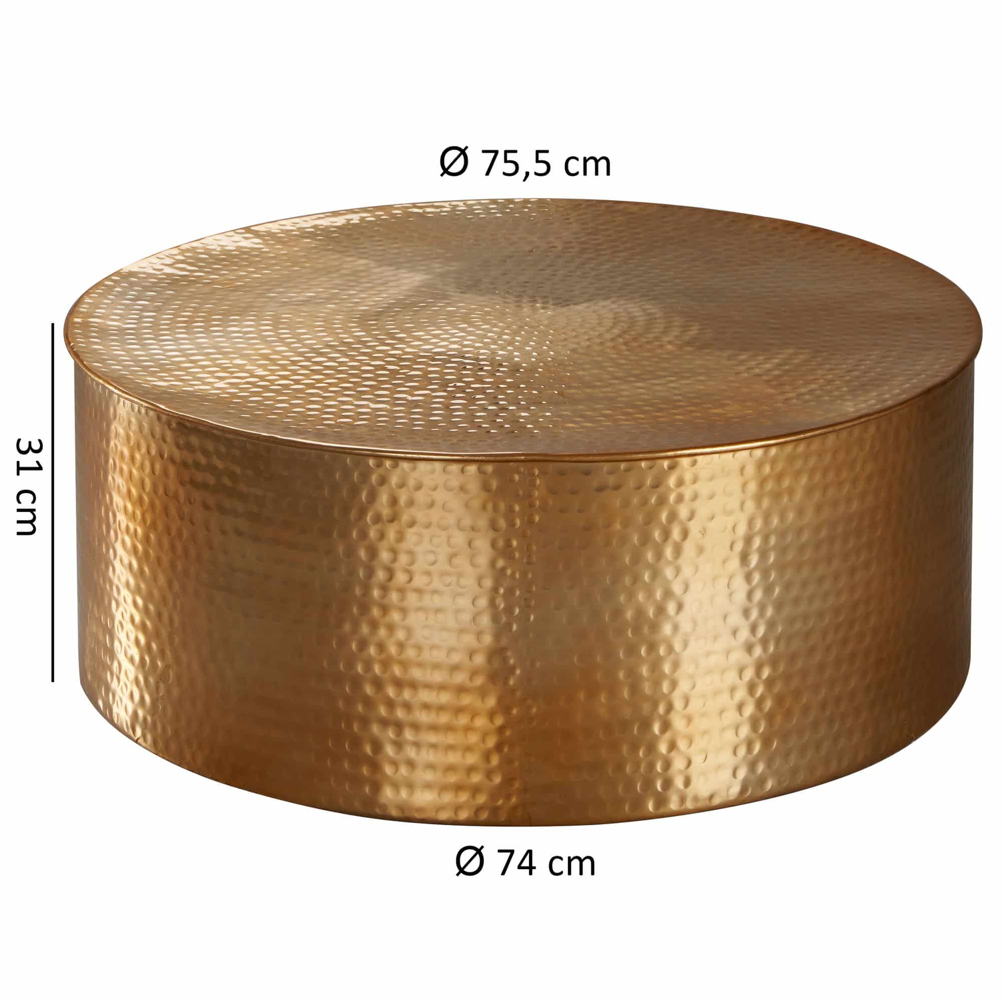 46295-WOHNLING-Couchtisch-75x75x30-cm-Aluminium-G_2 Wohnling Couchtisch Akola Ø 75 cm – Hammerschlag Gold