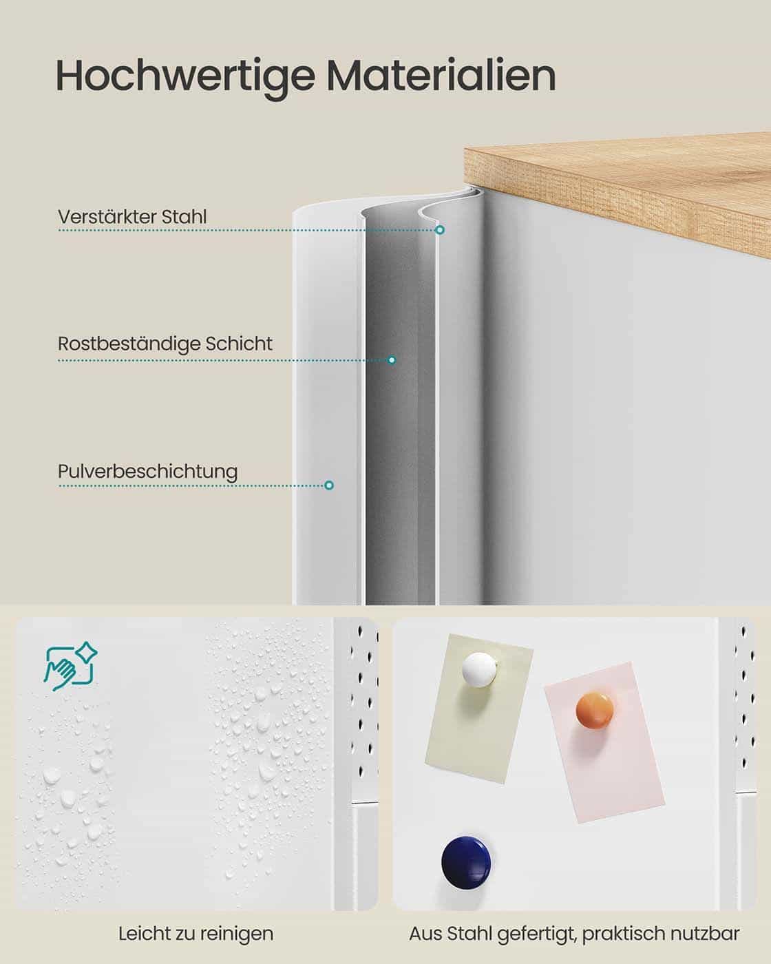 Metallschrank mit verstellbaren Böden und Magnetverschluss Metallschrank mit verstellbaren Böden und Magnetverschluss