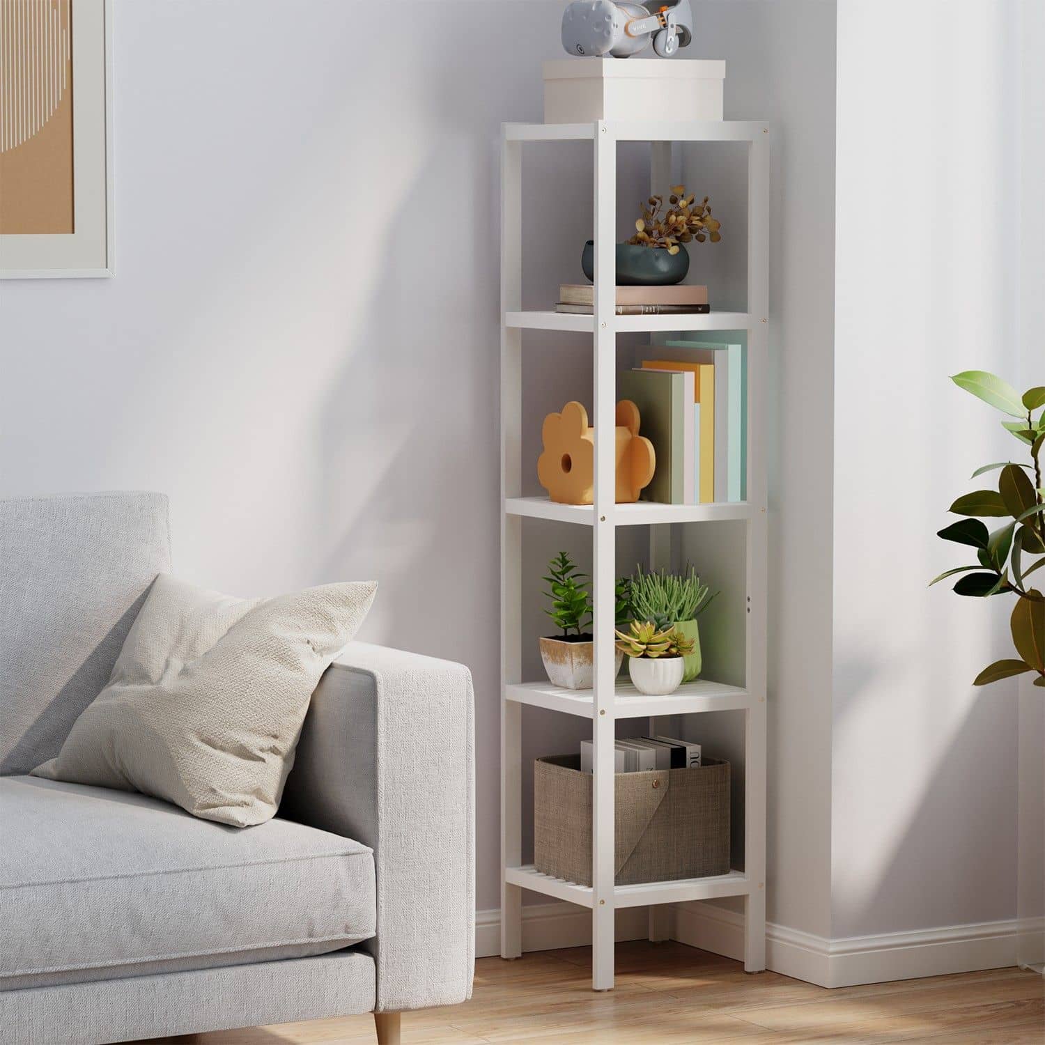 Badregal 5 Ebenen, schmales Regal stehend, multifunktionales Aufbewahrungsregal Badregal 5 Ebenen, schmales Regal stehend, multifunktionales Aufbewahrungsregal