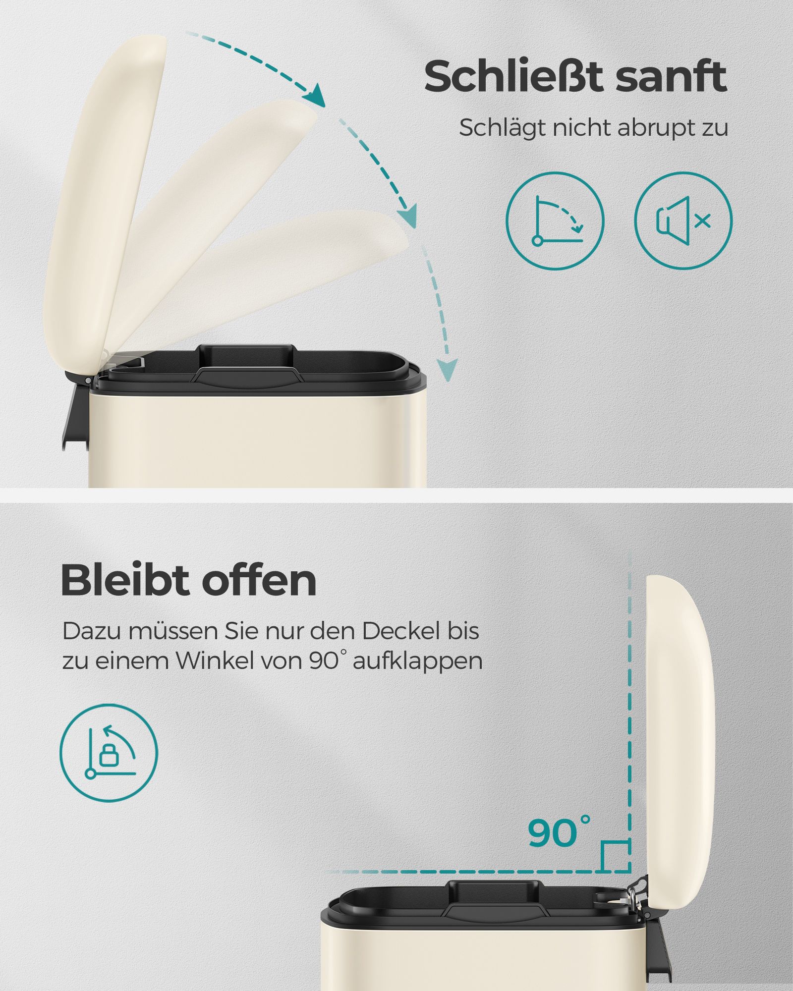 Treteimer mit Inneneimer Cremeweiß-B34LTB001A01 Treteimer mit Inneneimer Cremeweiß-B34LTB001A01