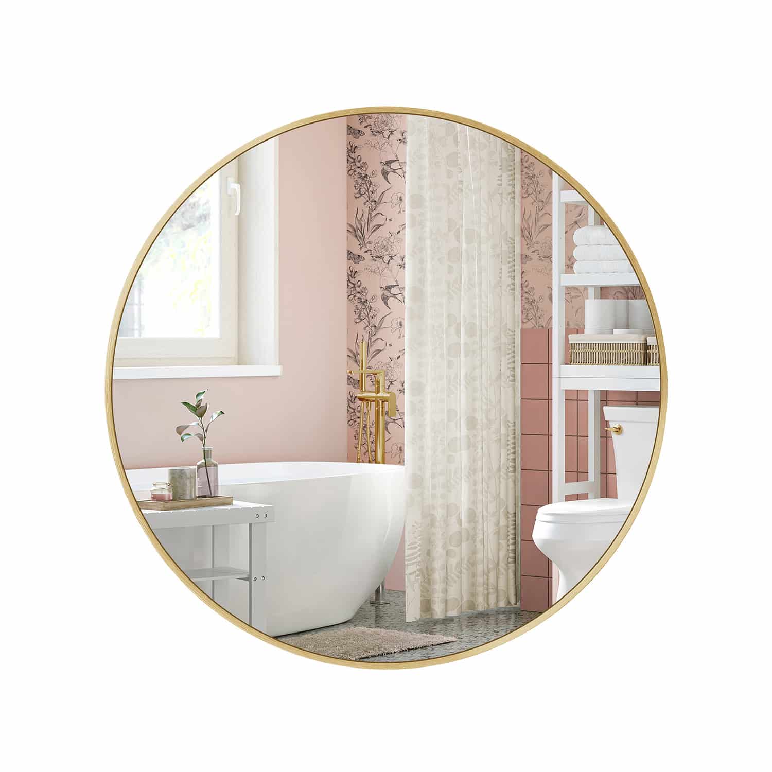 Spiegel rund einfache Montage modern metallisches Gold-LWM102A01 Spiegel rund einfache Montage modern metallisches Gold-LWM102A01