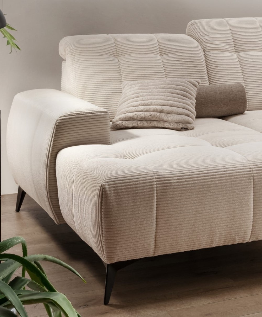 Cord Sofa beige mit Elektrofunktion: Sano Cord Sofa beige mit Elektrofunktion: Sano