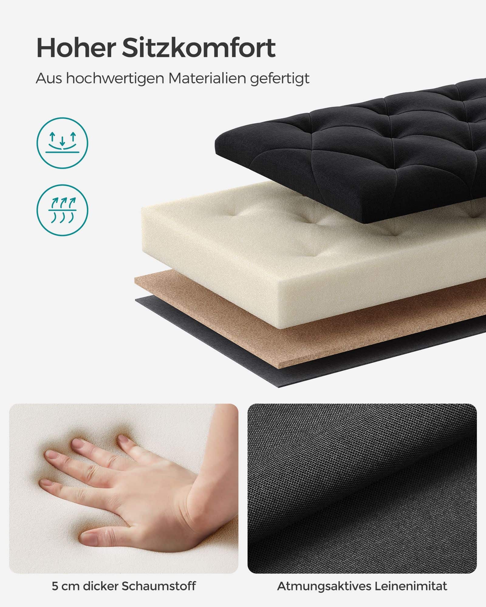 Sitzhocker mit Stauraum 40 x 110 x 40 cm tintenschwarz Sitzhocker mit Stauraum 40 x 110 x 40 cm tintenschwarz