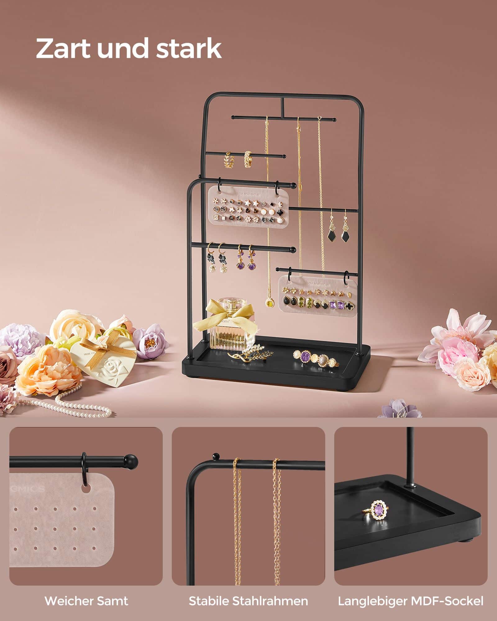 Schmuckständer mit 6 Hängestangen aus Metall tintenschwarz Schmuckständer mit 6 Hängestangen aus Metall tintenschwarz