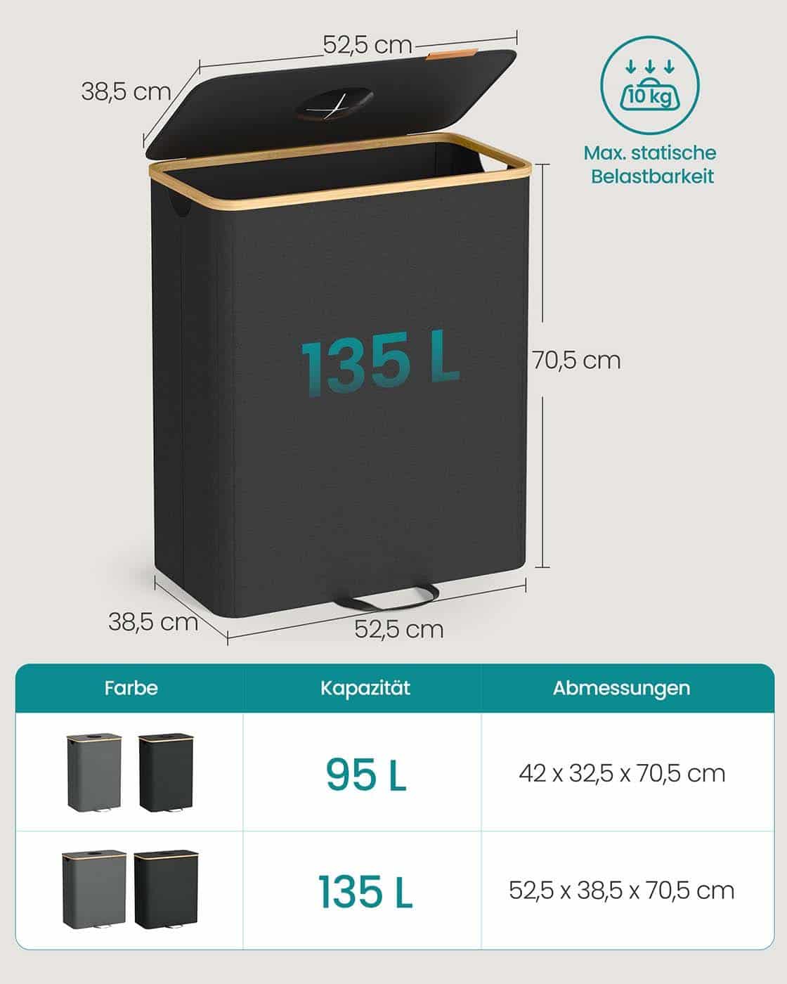 Pfandflaschen-Sammelbehälter 135 L tintenschwarz-naturbeige