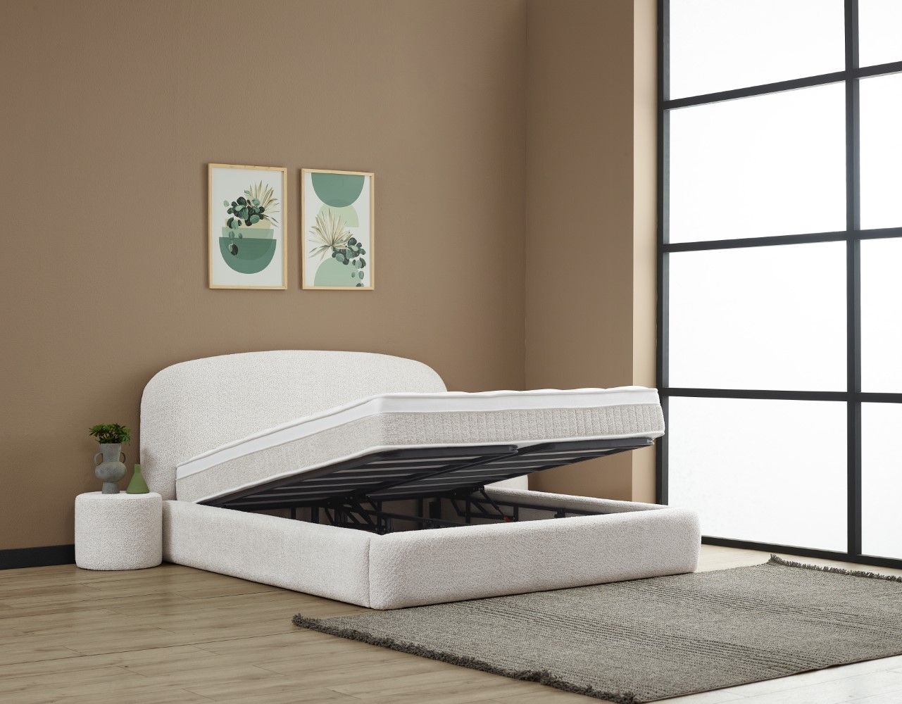 Boxspringbett Elena Creme mit Bettkasten – ABC Bedding