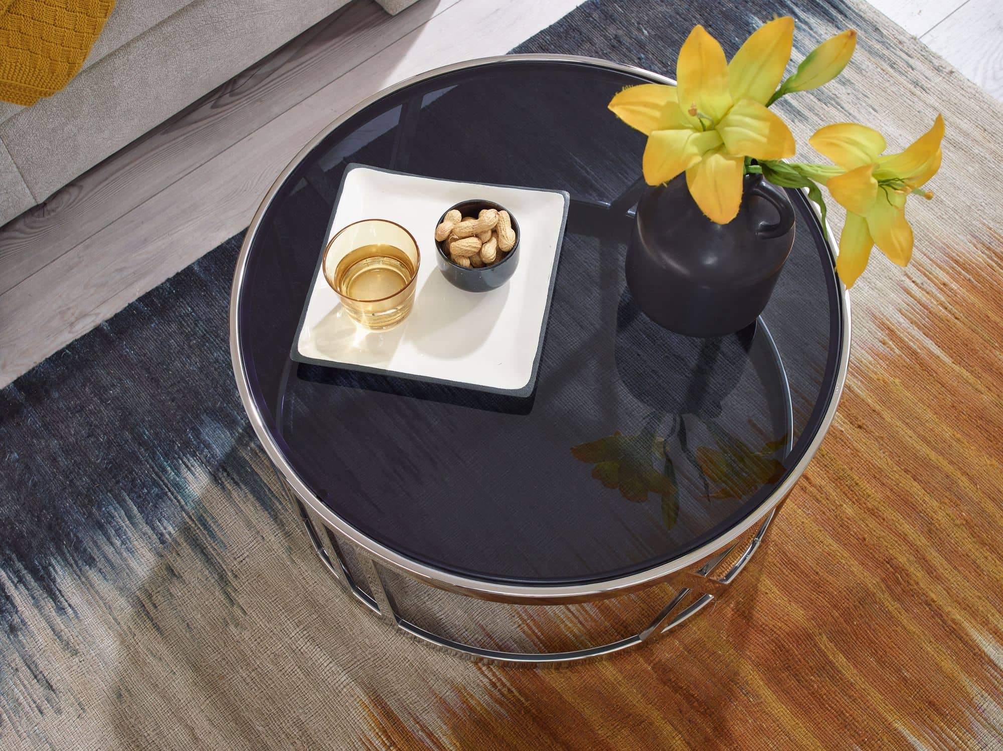 Couchtisch Glas Metall 60x60x30 cm Sofatisch Silber Couchtisch Glas Metall 60x60x30 cm Sofatisch Silber