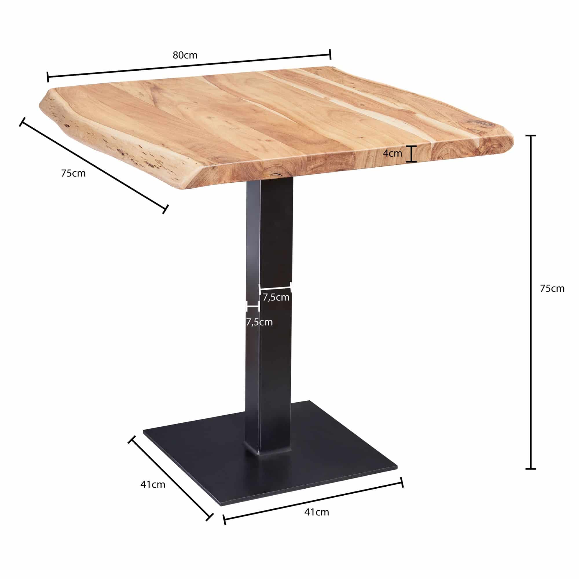 Esstisch Baumkante 80 x 75 x 75 cm Akazie Massivholz Esszimmertisch Esstisch Baumkante 80 x 75 x 75 cm Akazie Massivholz Esszimmertisch