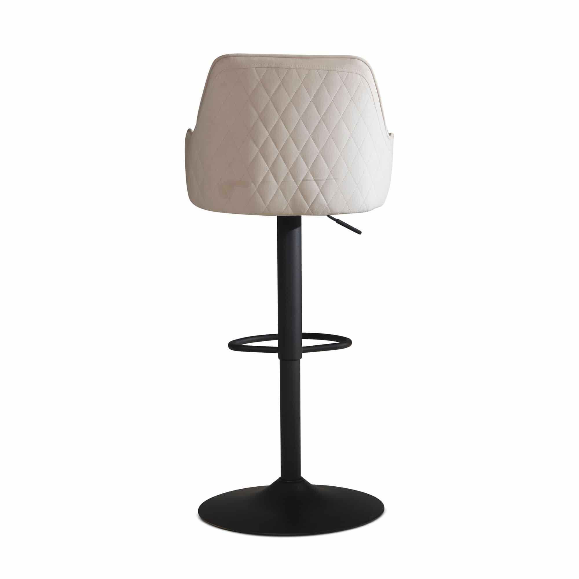 Barhocker Samt Beige Hocker mit Lehne 86 - 106 cm Barhocker Samt Beige Hocker mit Lehne 86 - 106 cm