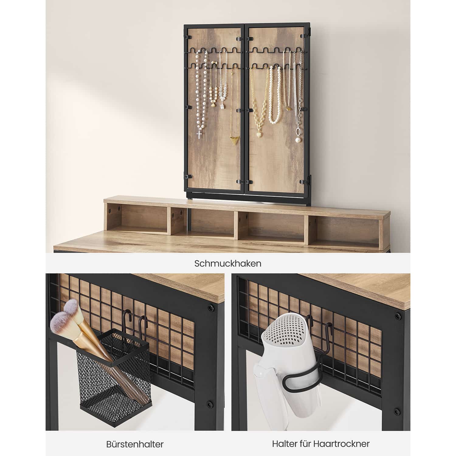 Schminktisch mit Hocker und Spiegel-B34RVT004B50 Schminktisch mit Hocker und Spiegel-B34RVT004B50