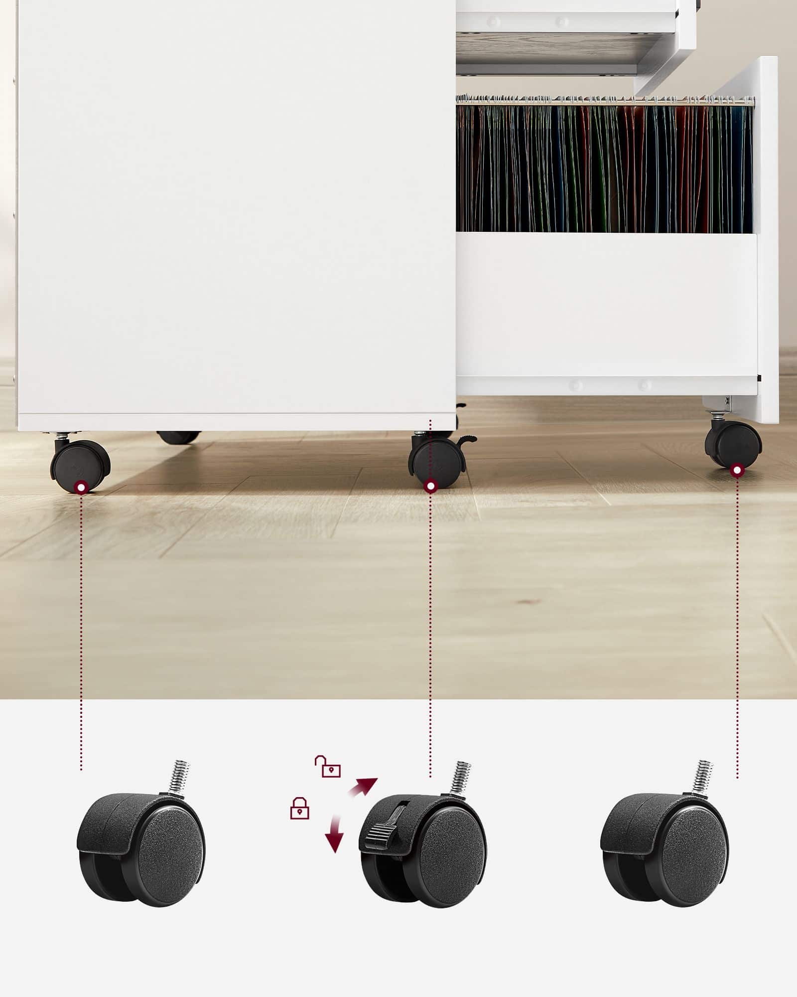 Rollcontainer mit 3 Schubladen und Rollen weiß-OFC041W46 Rollcontainer mit 3 Schubladen und Rollen weiß-OFC041W46