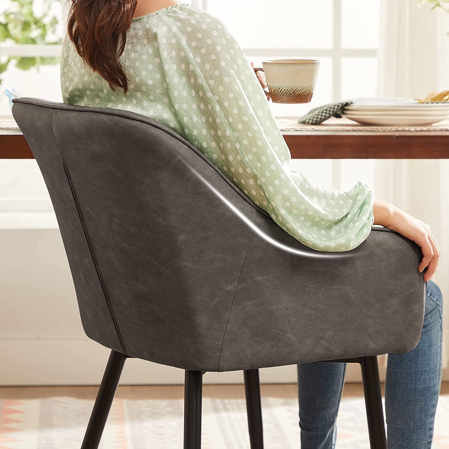 Esszimmerstuhl mit PU-Bezug und Armlehnen-LDC079G01