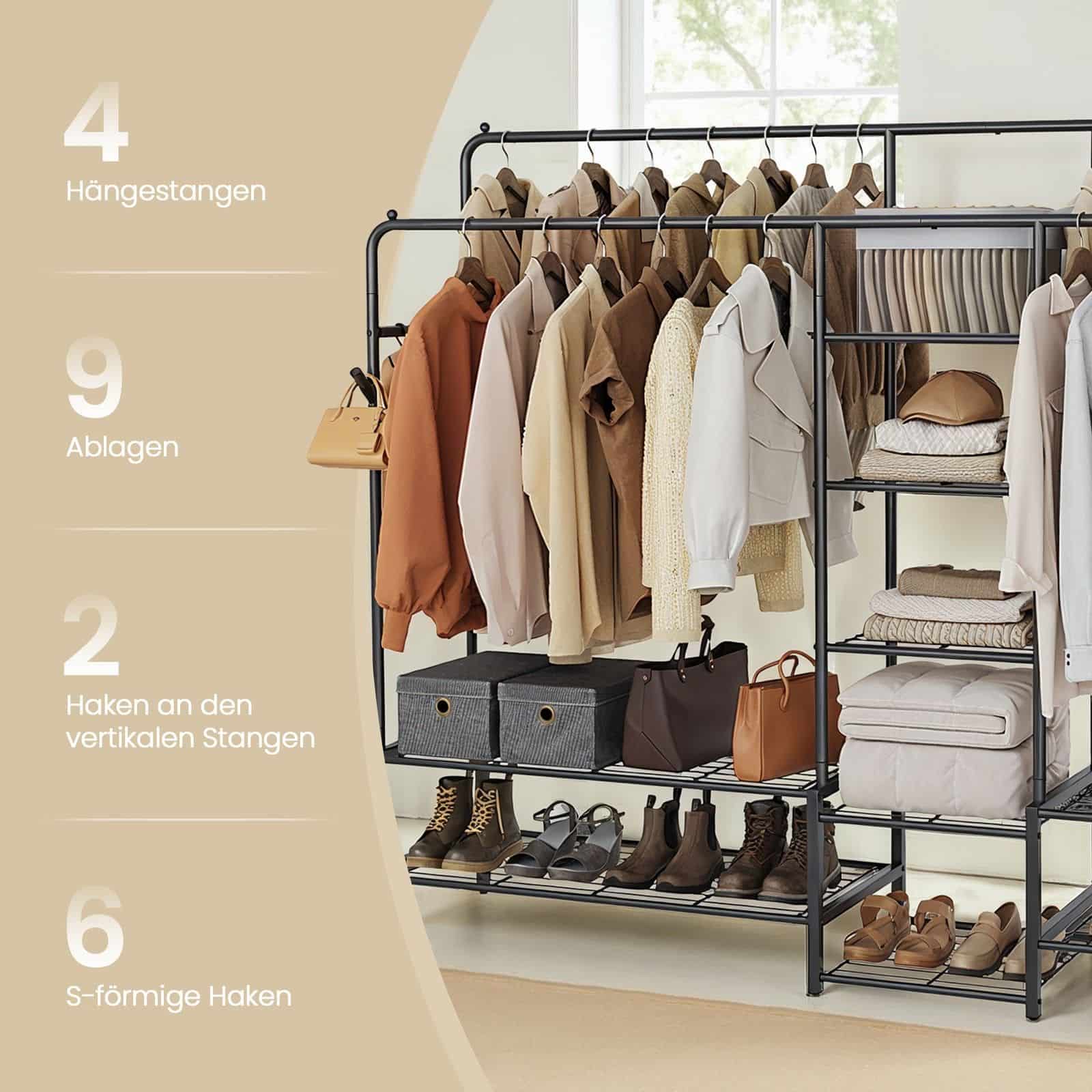 Kleiderständer, offener Kleiderschrank, Garderobenständer mit 9 Ablagen Kleiderständer, offener Kleiderschrank, Garderobenständer mit 9 Ablagen