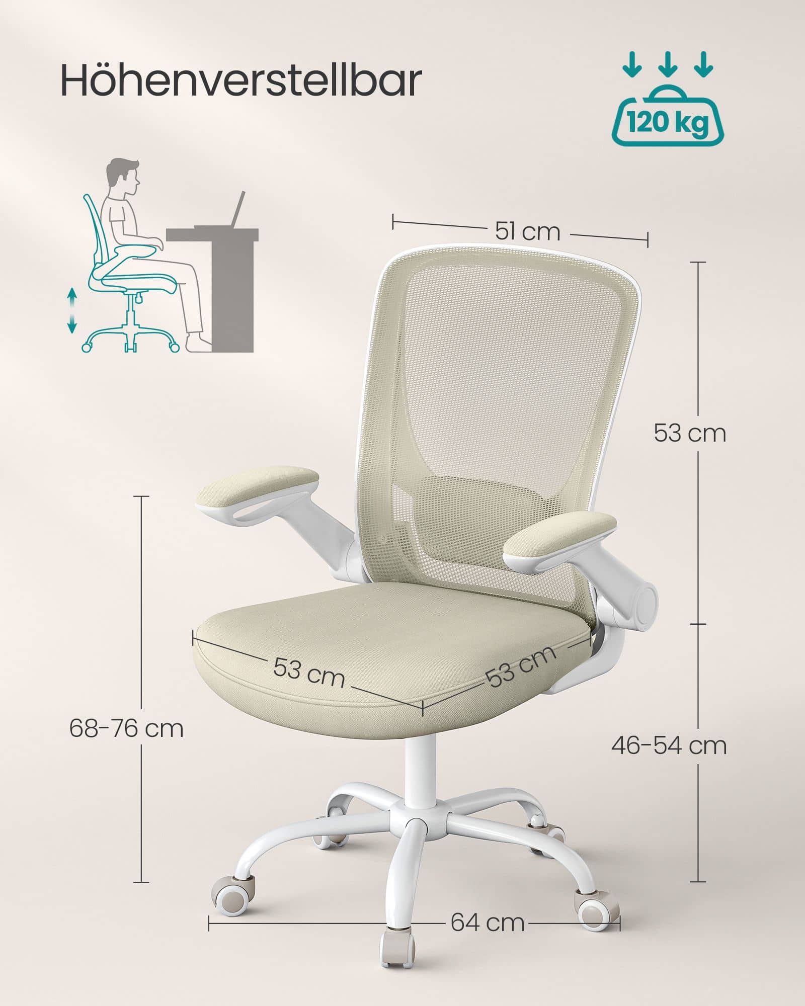 Bürostuhl mit Netzbespannung und gepolsterter Lendenstütze Bürostuhl mit Netzbespannung und gepolsterter Lendenstütze