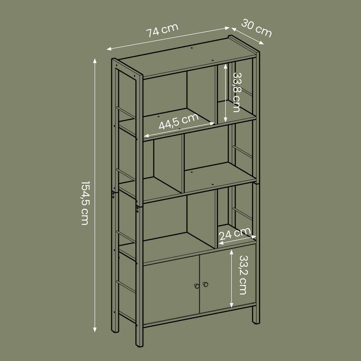 Bücherregal mit 4 Regalebenen Bücherregal mit 4 Regalebenen