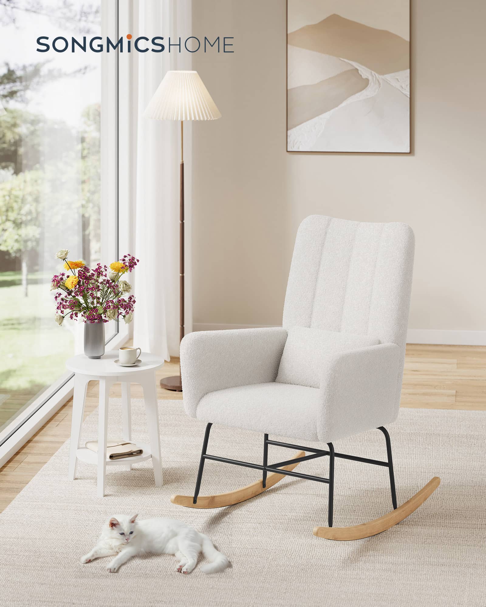 Schaukelstuhl LYY500 – Fleece Cremeweiß & Armlehnen 67×106×89 cm Schaukelstuhl LYY500 – Fleece Cremeweiß & Armlehnen 67×106×89 cm