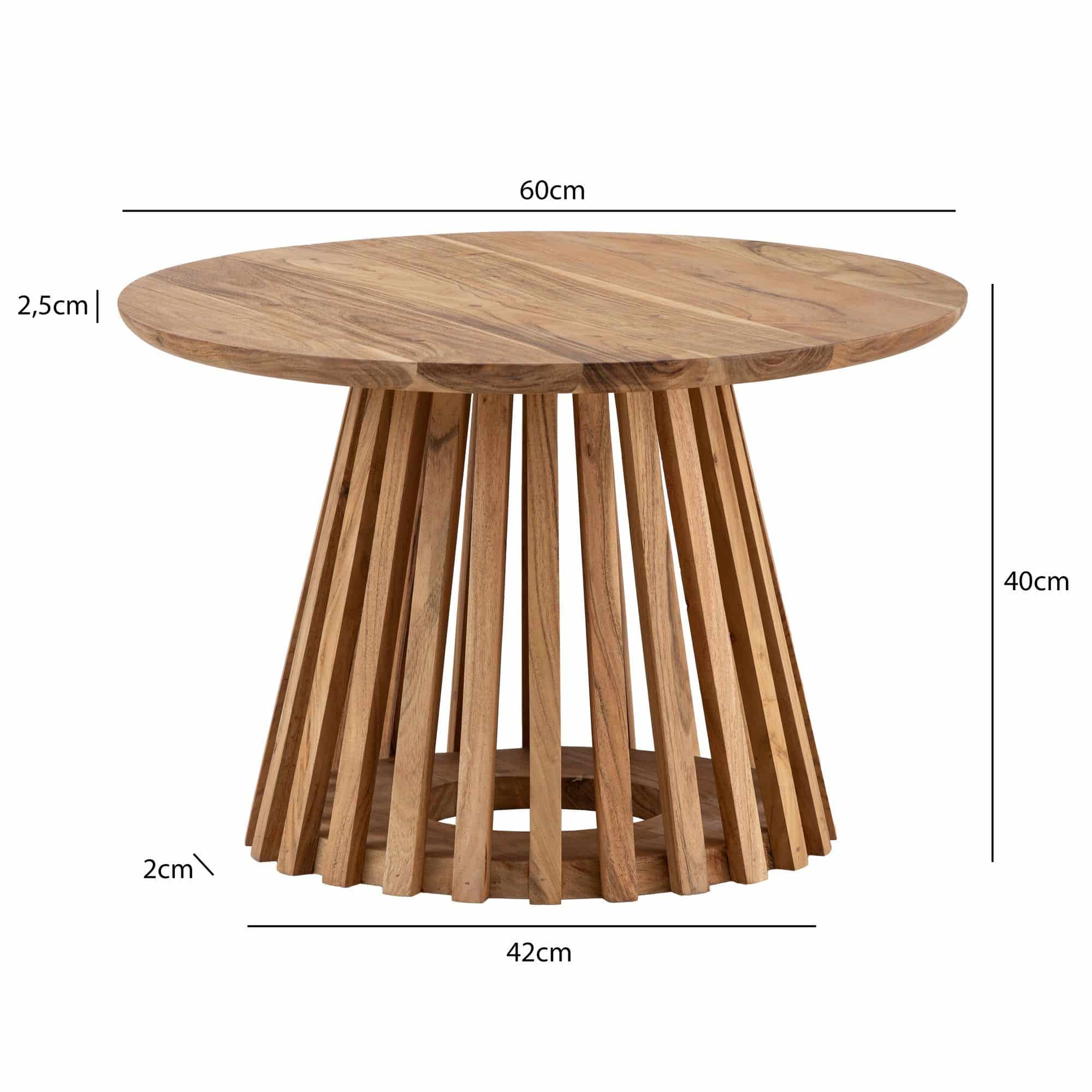Couchtisch 60x60x40 cm Akazie Massivholz Hellbraun Sofatisch Rund Couchtisch 60x60x40 cm Akazie Massivholz Hellbraun Sofatisch Rund