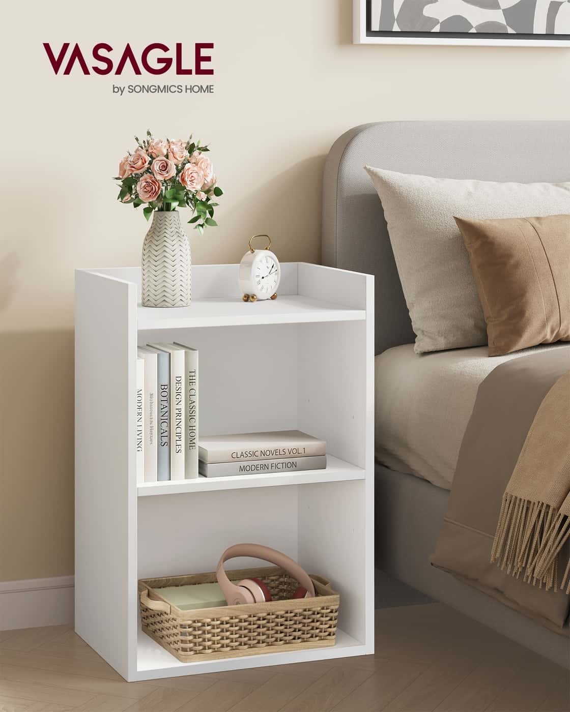 Custos Collection – Nachttische mit offenen Fächern für vielseitige Nutzung Wolkenweiß