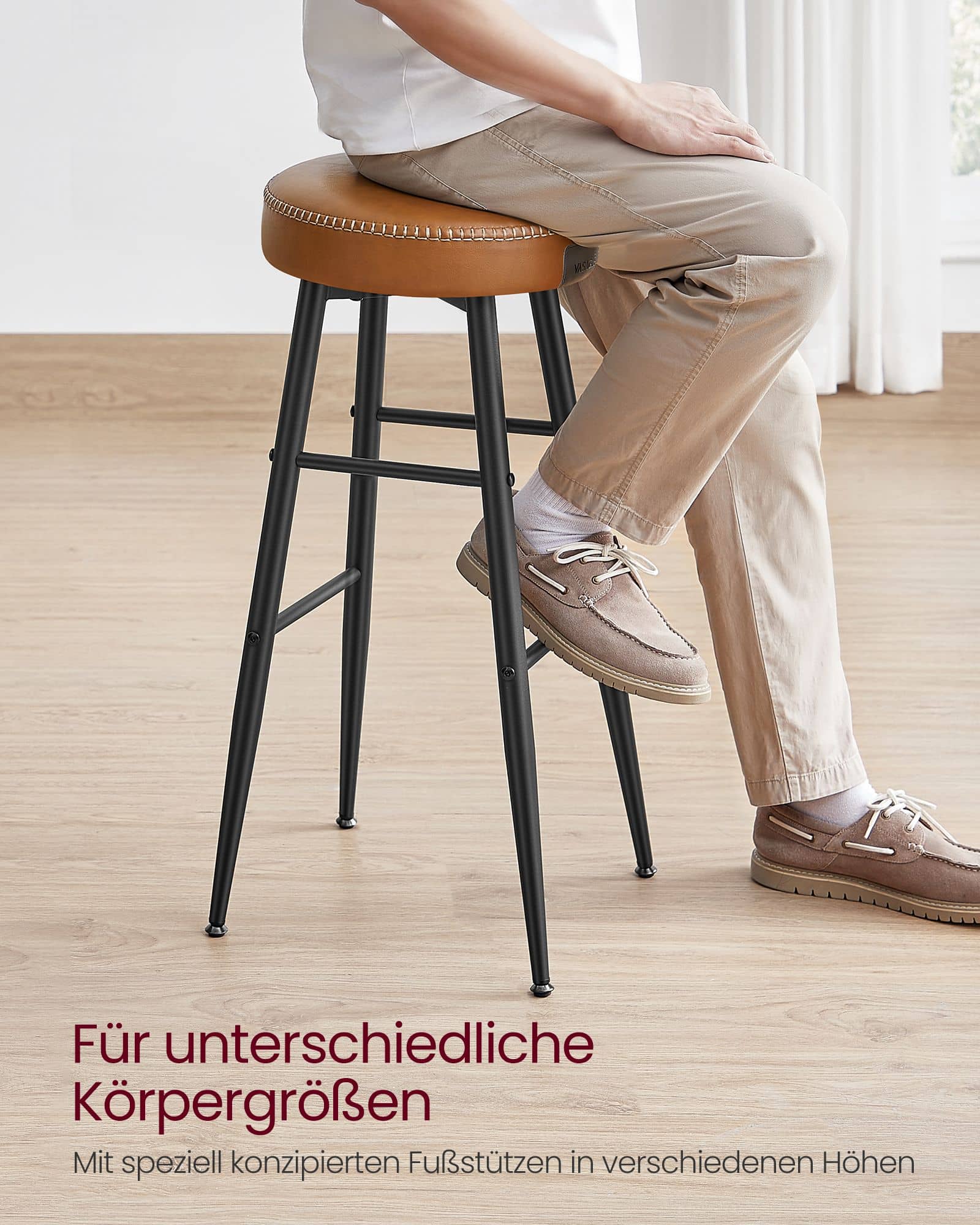 EKHO Kollektion - Barhocker 2er Set Kunstleder karamellbraun