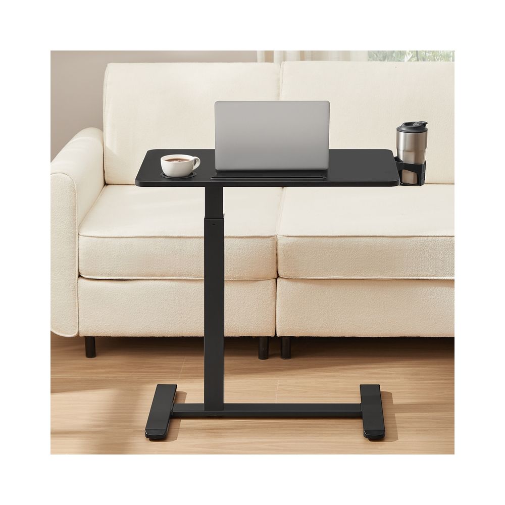 Mobiler Beistelltisch mit Rollen und Getränkehaltern Tintenschwarz