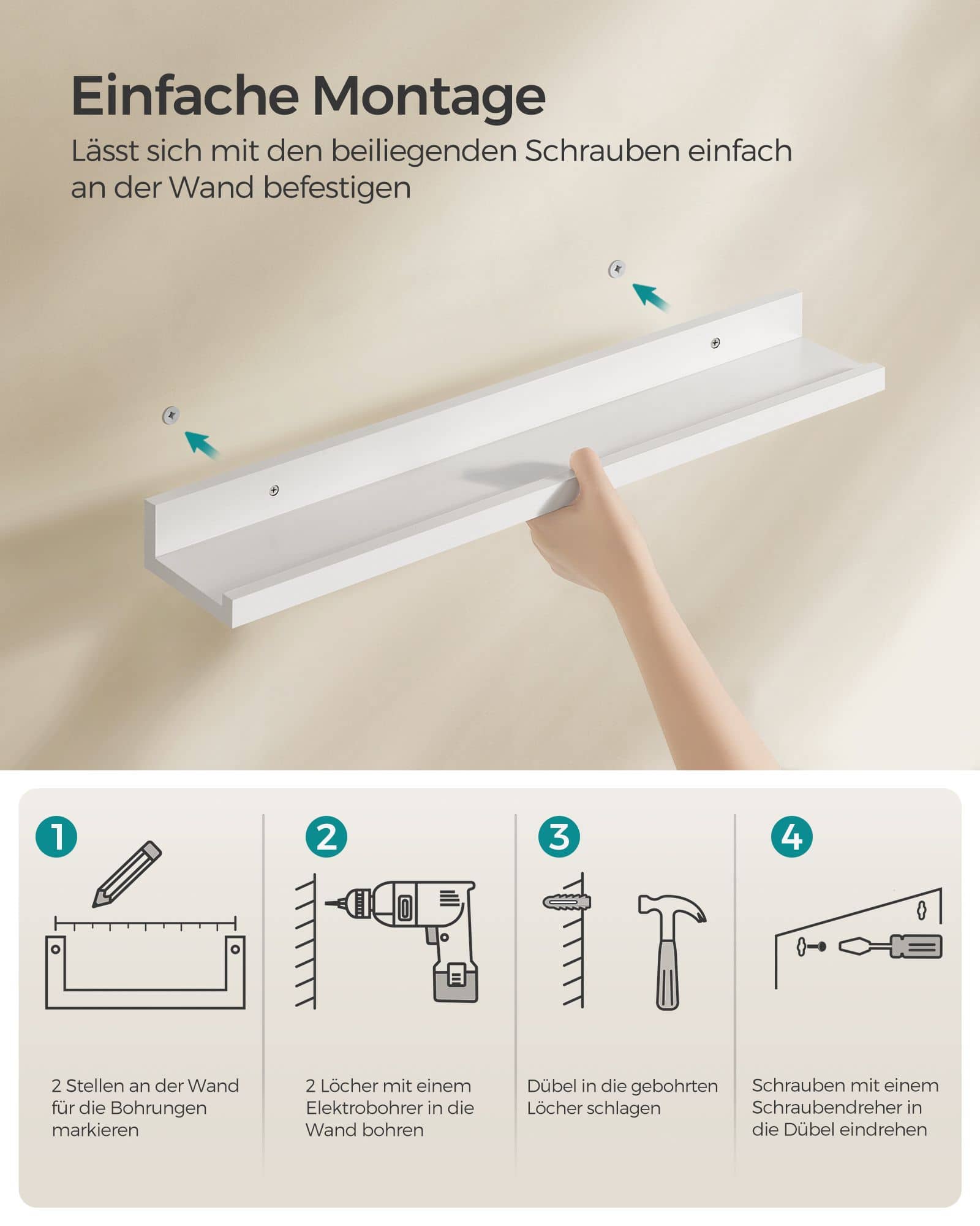 3er Set Wandregal 60 cm breit weiß-LWS061W01 3er Set Wandregal 60 cm breit weiß-LWS061W01