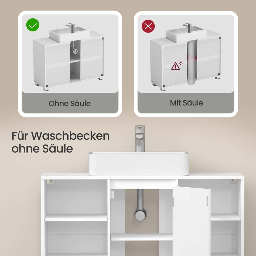 Badezimmerschrank, Waschbeckenunterschrank, mit verstellbaren Ablagen und Füßen