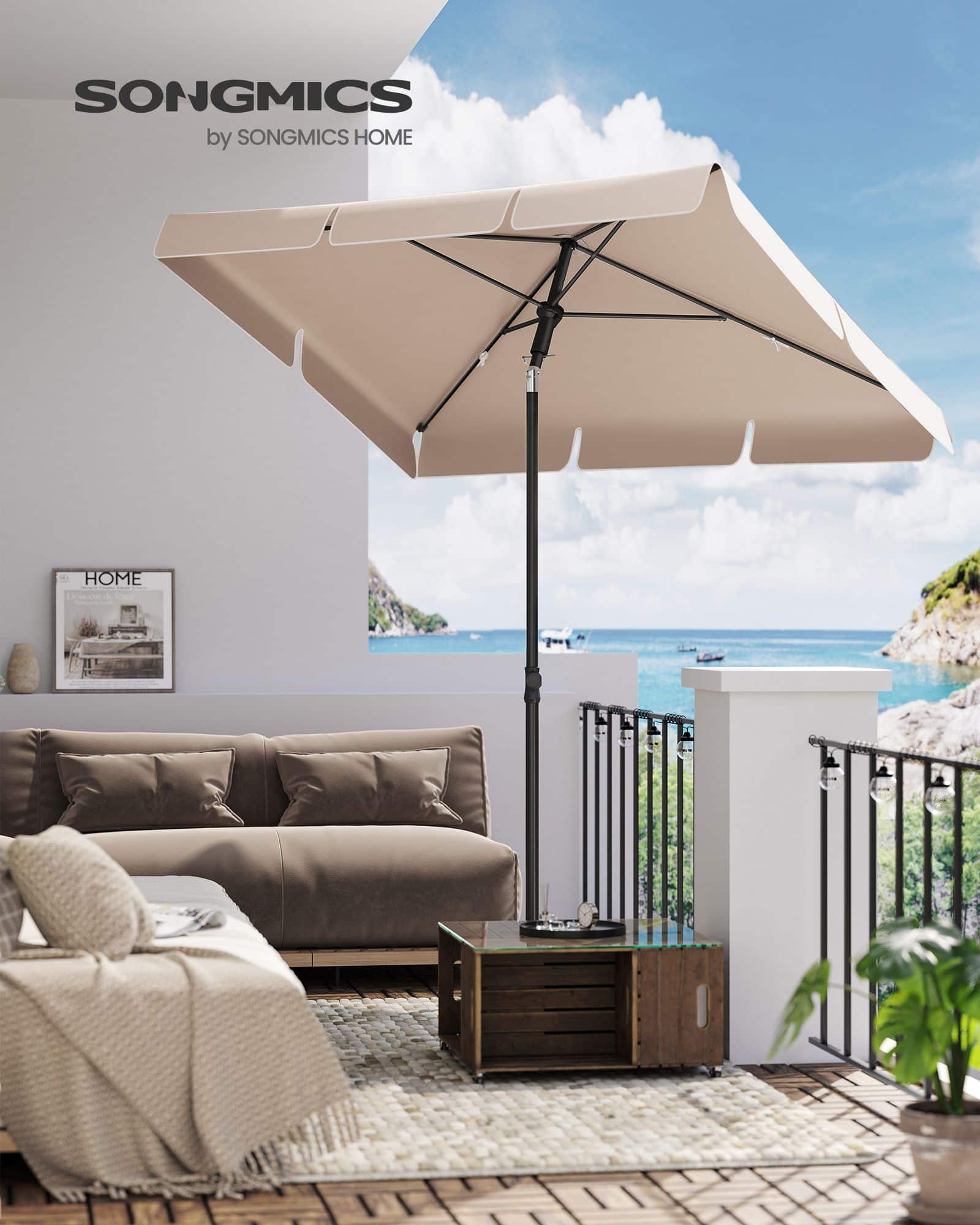 Sonnenschirm 230 x 150 cm Balkonschirm UPF 50+ Sonnenschirm 230 x 150 cm Balkonschirm UPF 50+