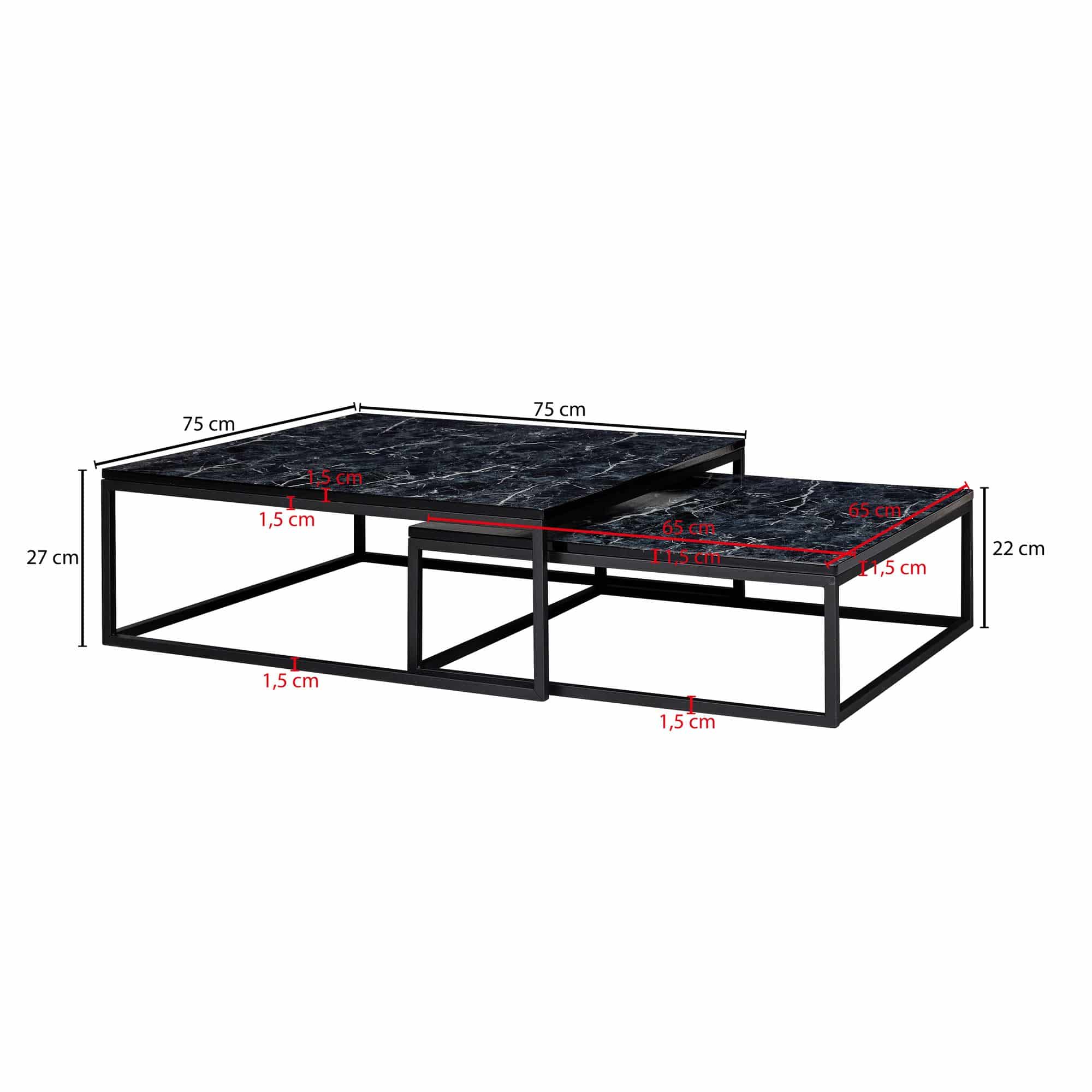 57298-Wohnling-Couchtisch-2er-Set-Marmoroptik-WL6-235-WL6-235_2 Design Couchtisch 2er Set Schwarz Marmor Optik Eckig