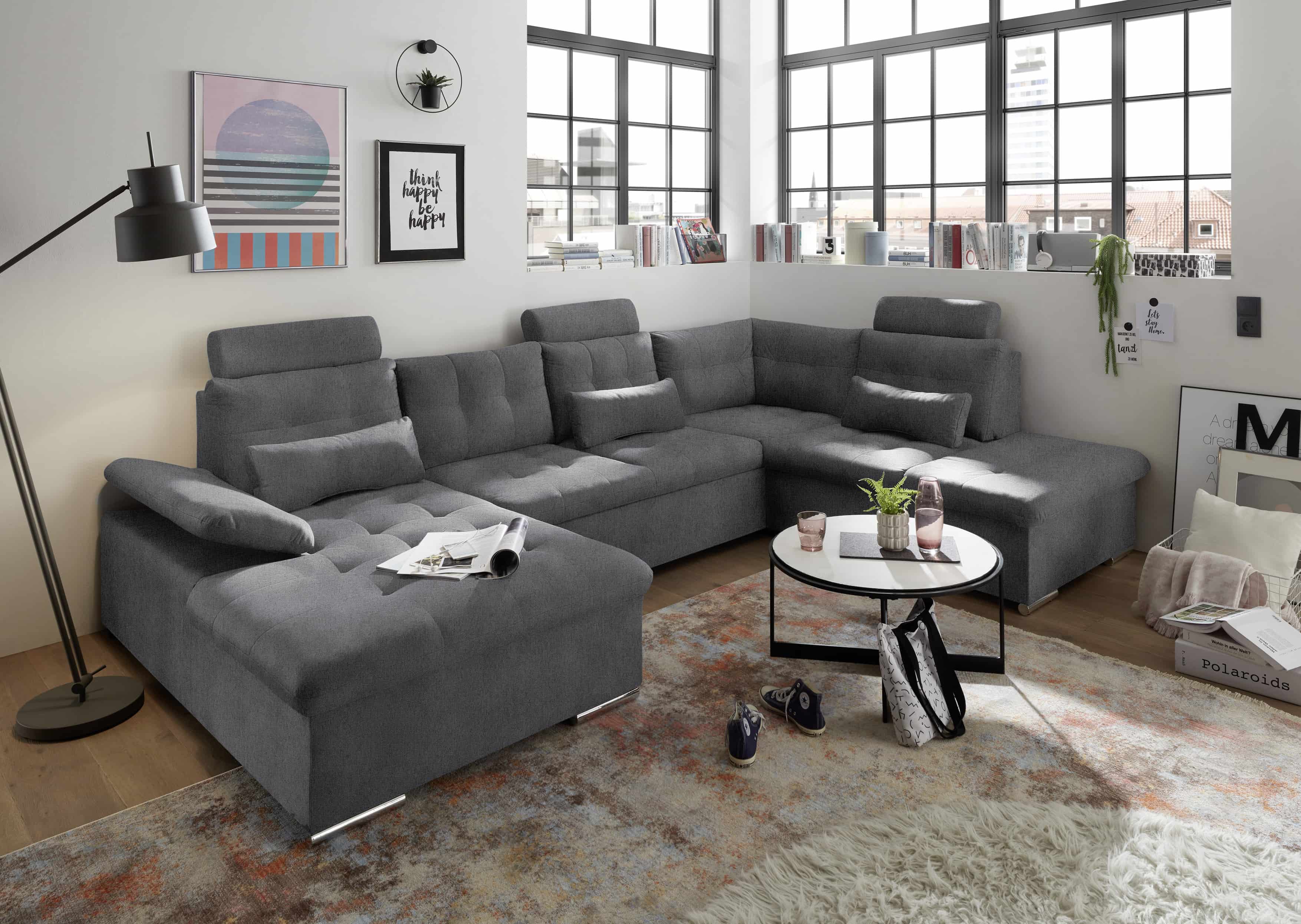 Sofa U-Form mit Schlaffunktion und Bettkasten - Anthrazit - Medan XXL Sofa U-Form mit Schlaffunktion und Bettkasten - Anthrazit - Medan XXL