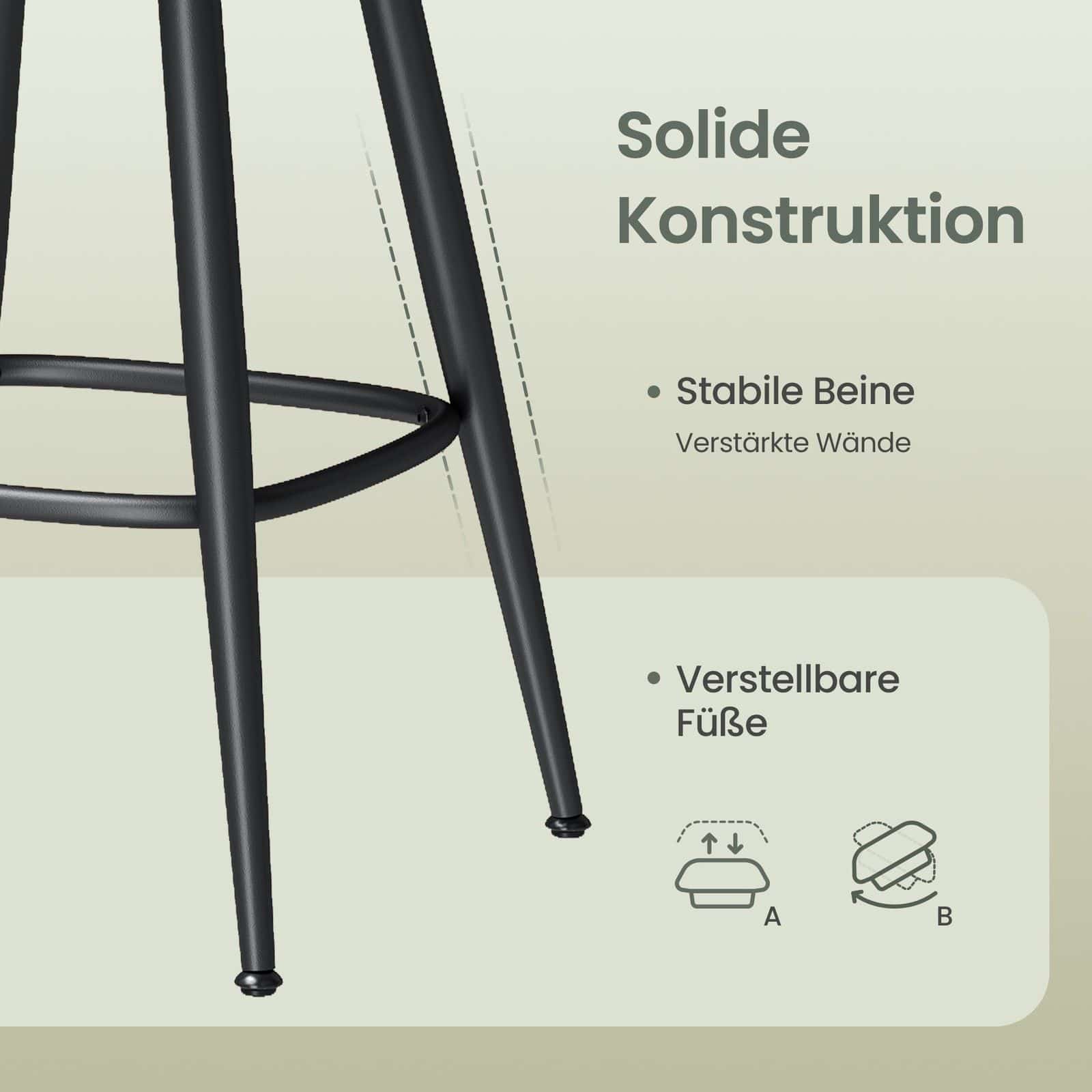 Barhocker 2er Set, hohe Drehhocker mit Rückenlehne, Kunstleder