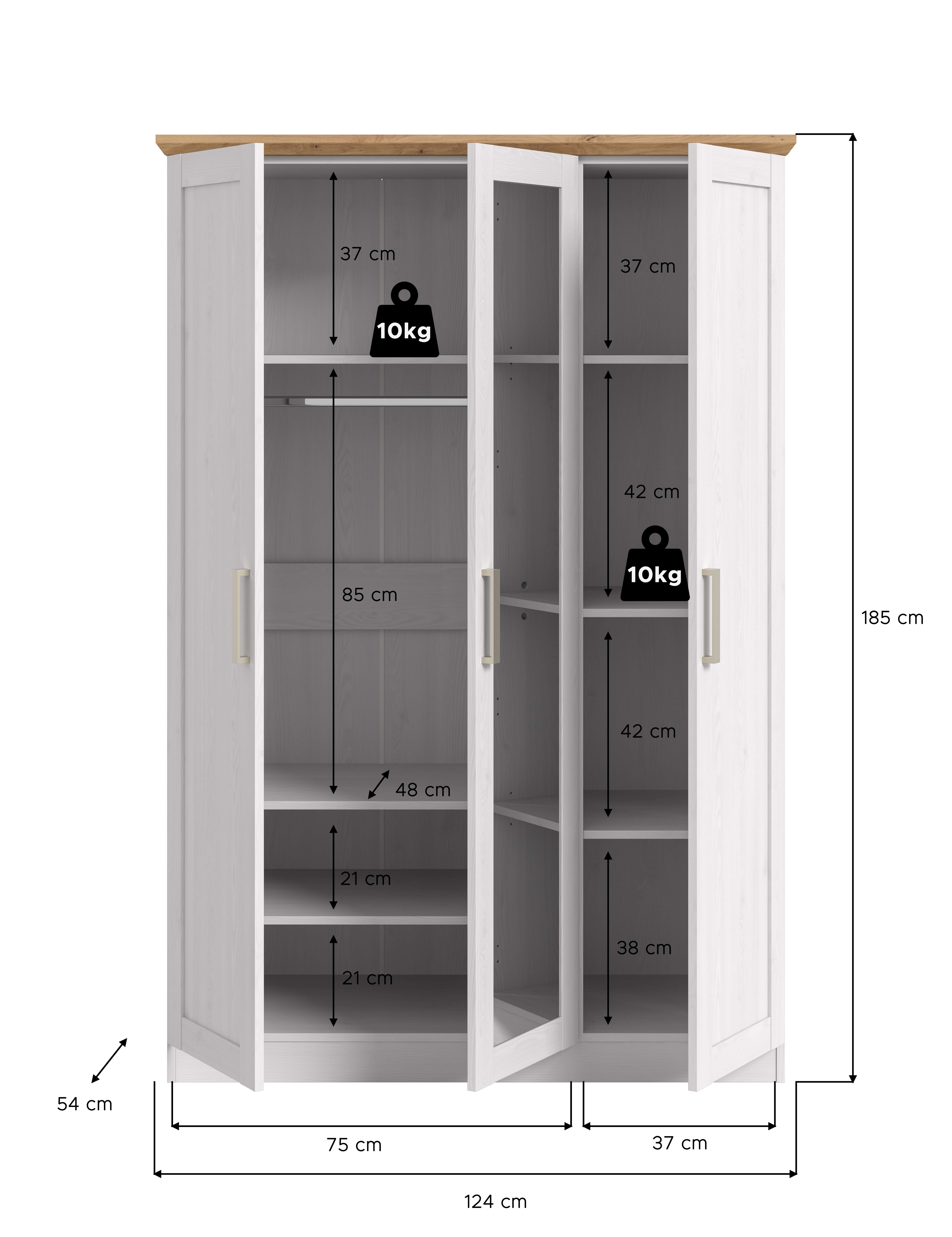 Florenz Kleiderschrank 3-türig