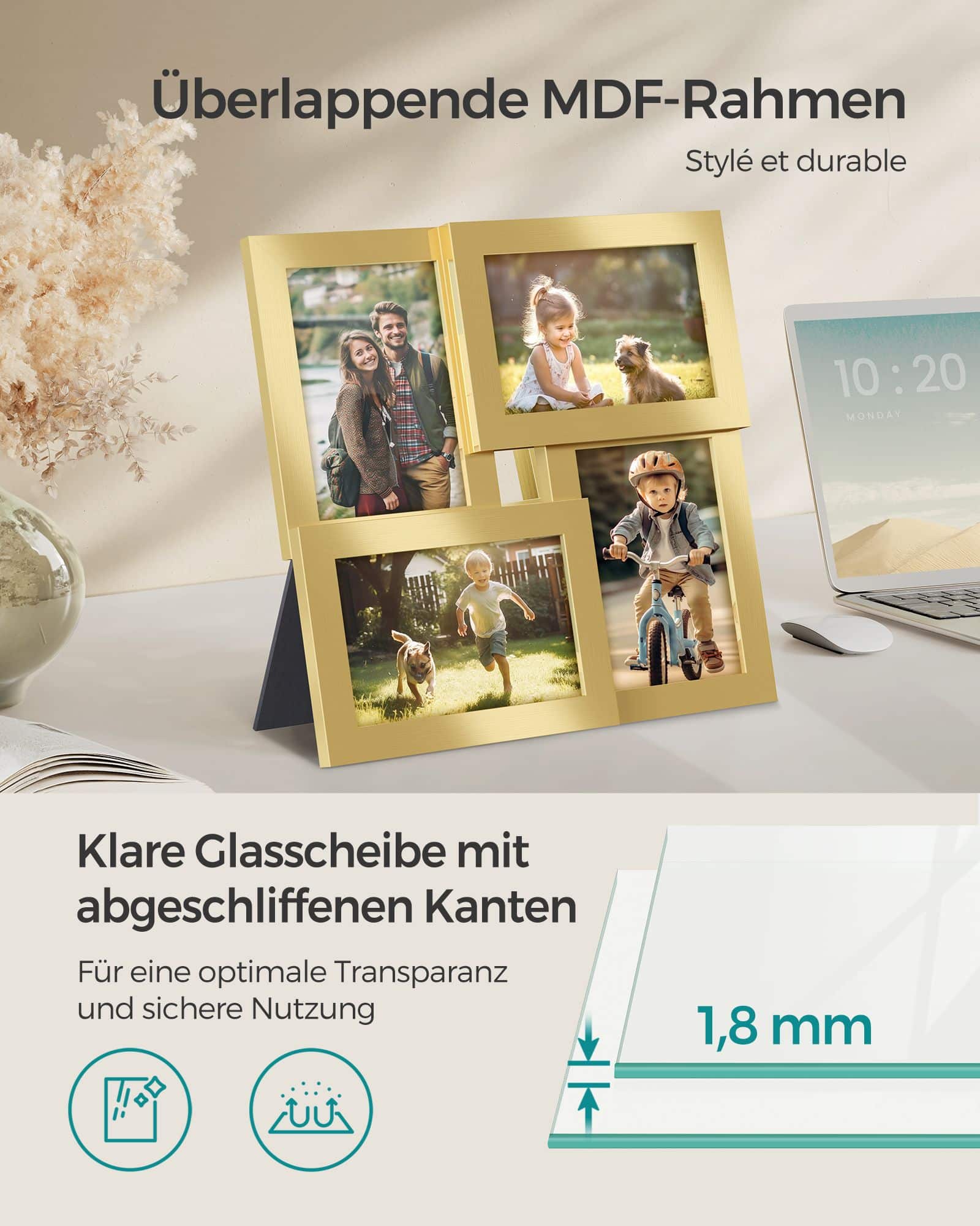 4 Fotorahmen für 10 x 15 cm Bilder Wanddeko 4 Fotorahmen für 10 x 15 cm Bilder Wanddeko