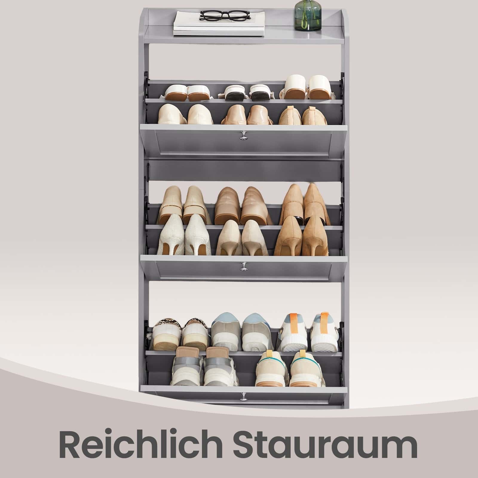 Schuhregal 3 Klappen, Schuhaufbewahrung, für bis zu 12-20 Paar Schuhe Schuhregal 3 Klappen, Schuhaufbewahrung, für bis zu 12-20 Paar Schuhe