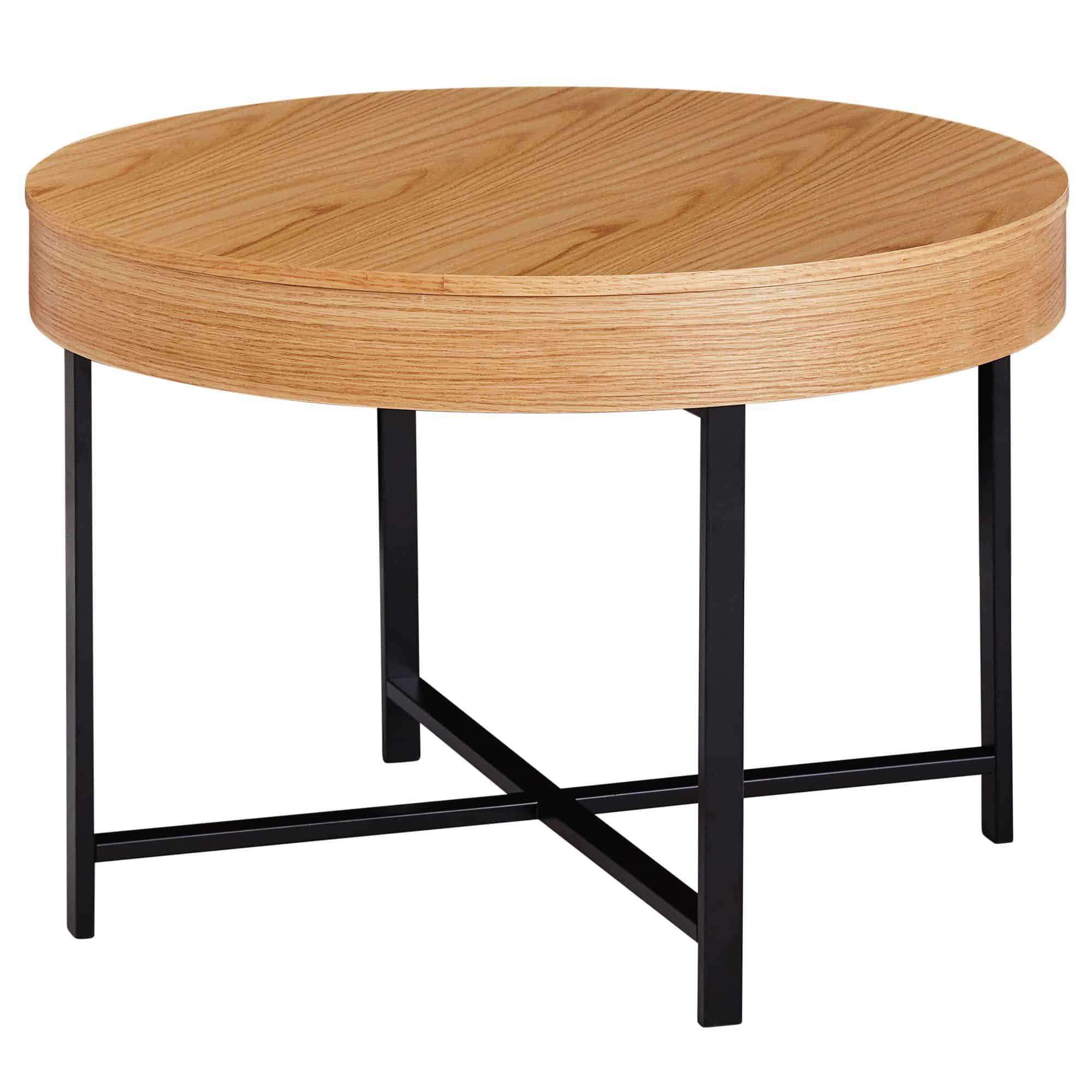52193-WOHNLING-Couchtisch-Rund-WL5-978-Holz-Metall-Hellbraun-69x49x69cm-Tabletttisch-Beistelltisch-mit-Deckelplatte-Sofatisch-Retro-mit-Stauraum-Deko-Wohnzimmertisch-Natur-Loung_6 Design Couchtisch Rund Ø 69 cm mit Eichen Optik Tisch mit Stauraum