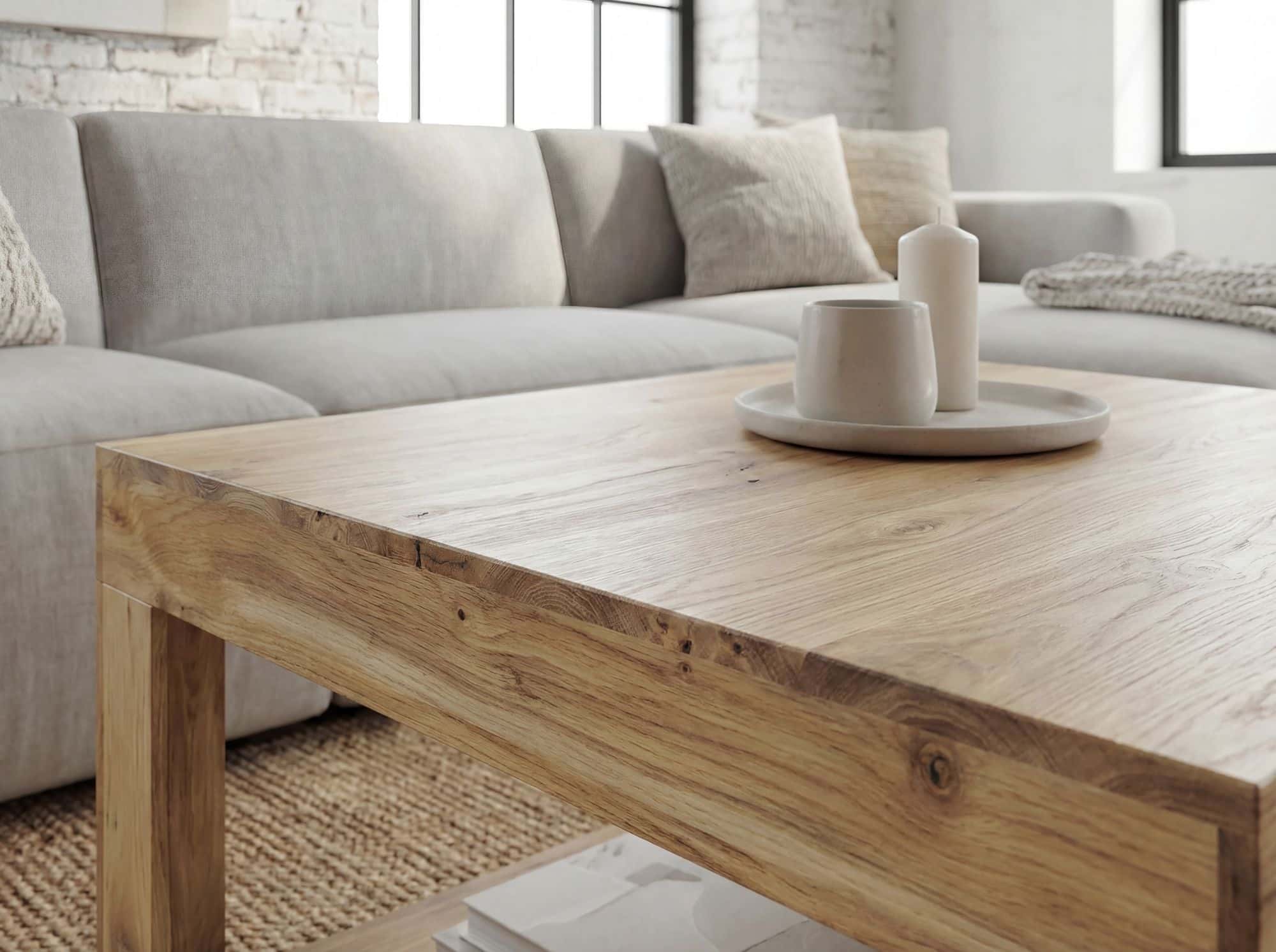 Couchtisch Akazie Massivholz 60cm - Quadratischer Wohnzimmertisch mit Ablagefach - Design Sofatisch Holz - Offener Loungetisch - Natur Beistelltisch Handmade