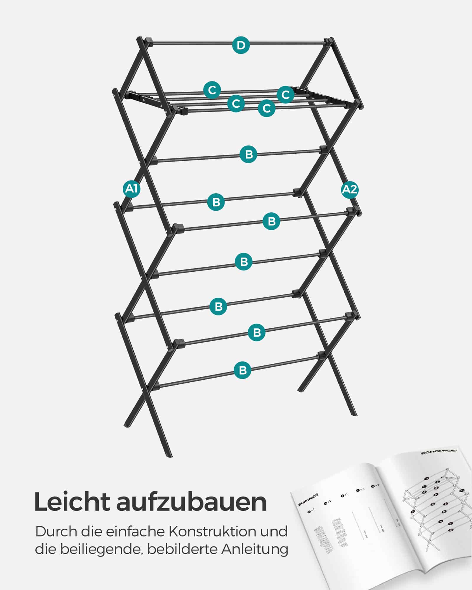 Wäscheständer mit Stahlrahmen für Innen- und Außenbereich Wäscheständer mit Stahlrahmen für Innen- und Außenbereich