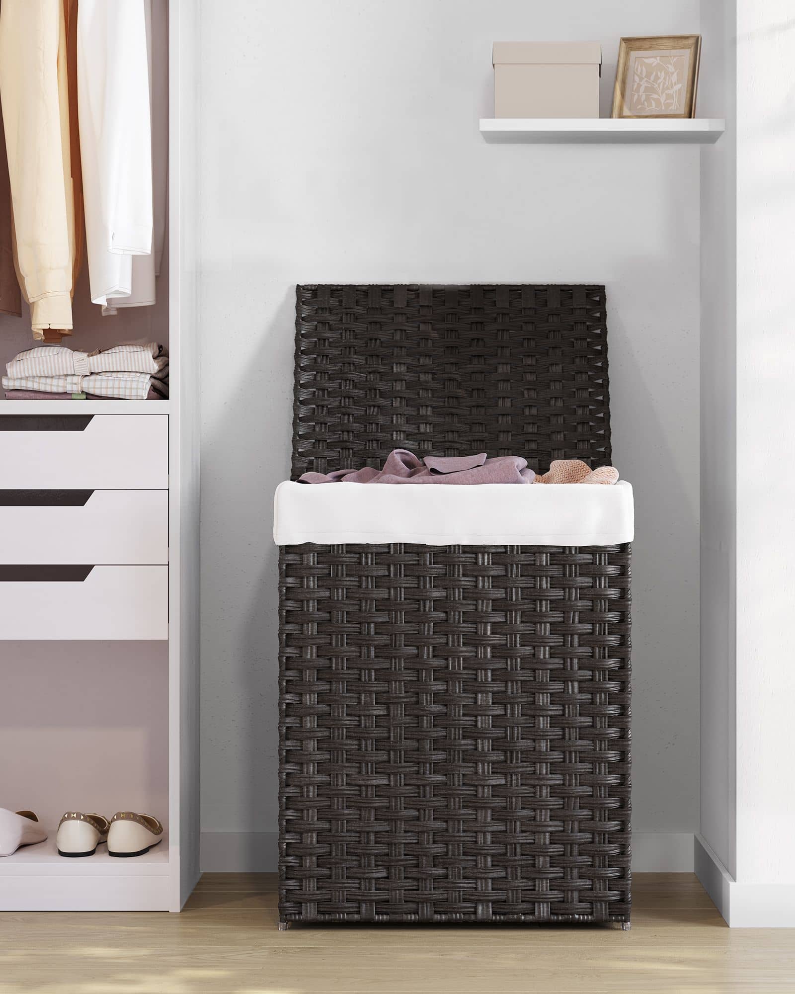 Wäschekorb aus Polyrattan Schwarz Wäschekorb aus Polyrattan Schwarz