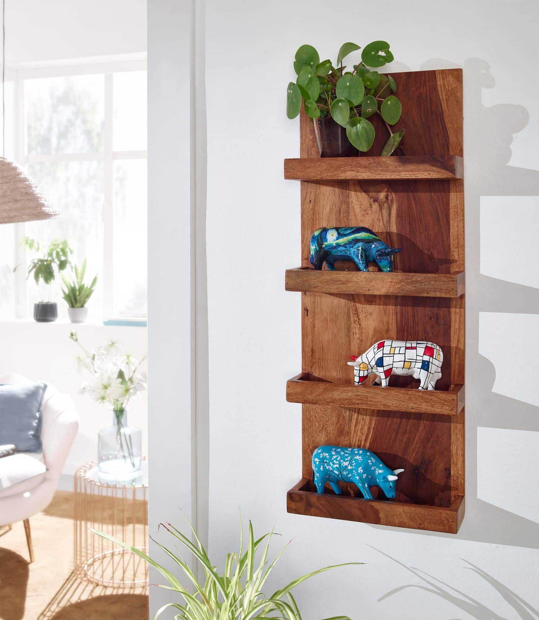 Wandregal 30x80x10 cm Sheesham Massivholz Hängeregal Modern Schwebend Wandregal 30x80x10 cm Sheesham Massivholz Hängeregal Modern Schwebend