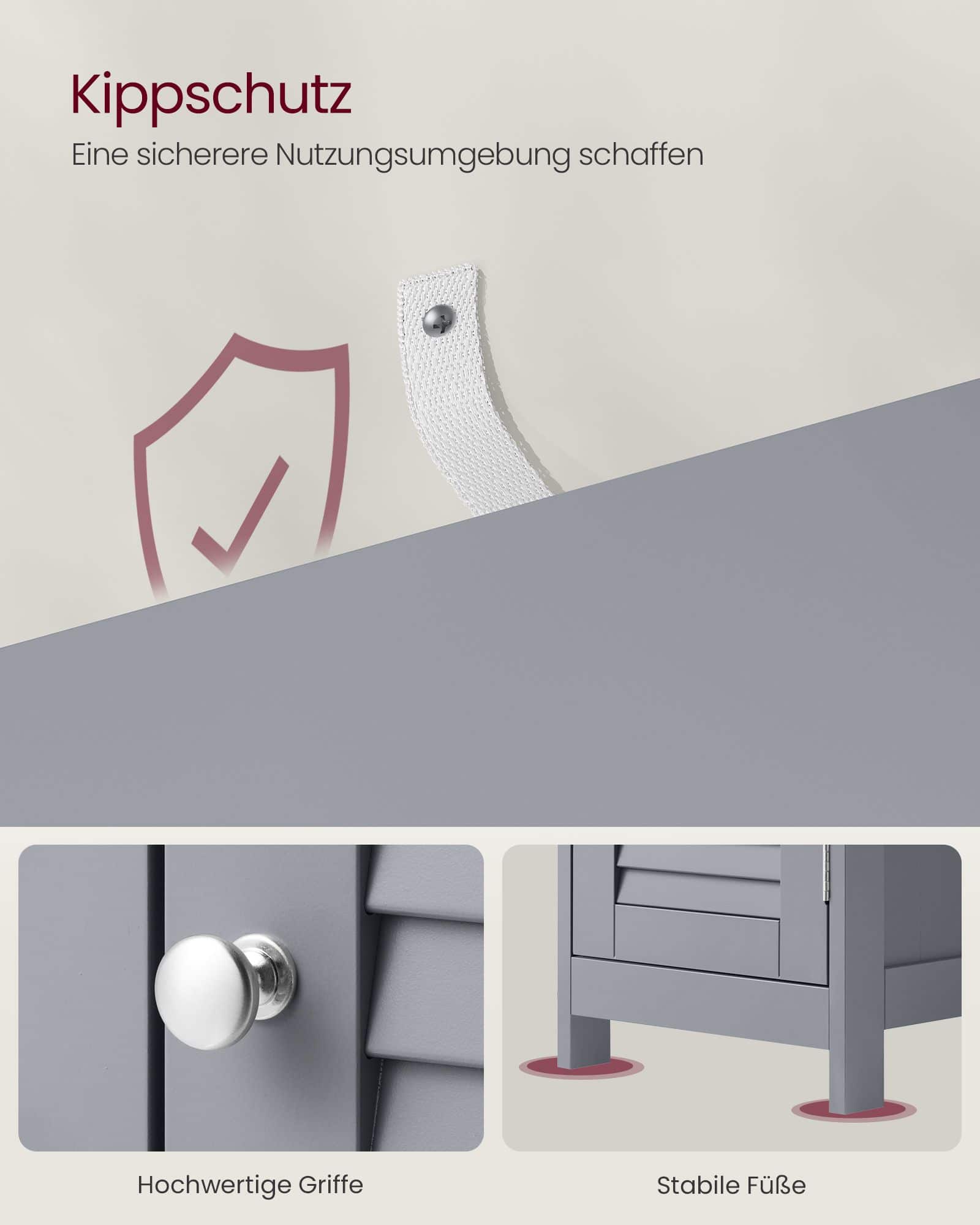 Badezimmerschrank schmal mit Schublade und Lamellentür Badezimmerschrank schmal mit Schublade und Lamellentür