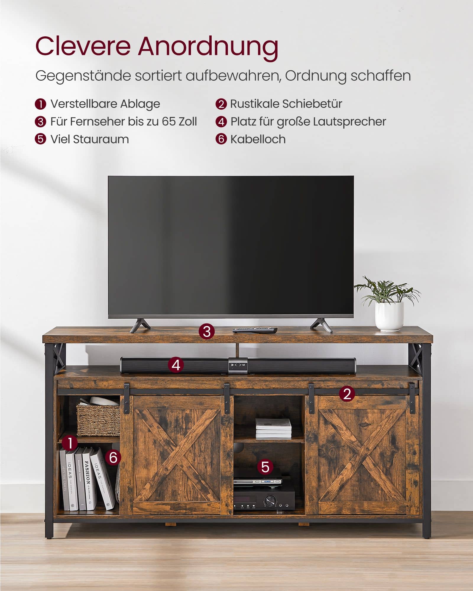 TV-Schrank Landhausstil vintagebraun-schwarz TV-Schrank Landhausstil vintagebraun-schwarz