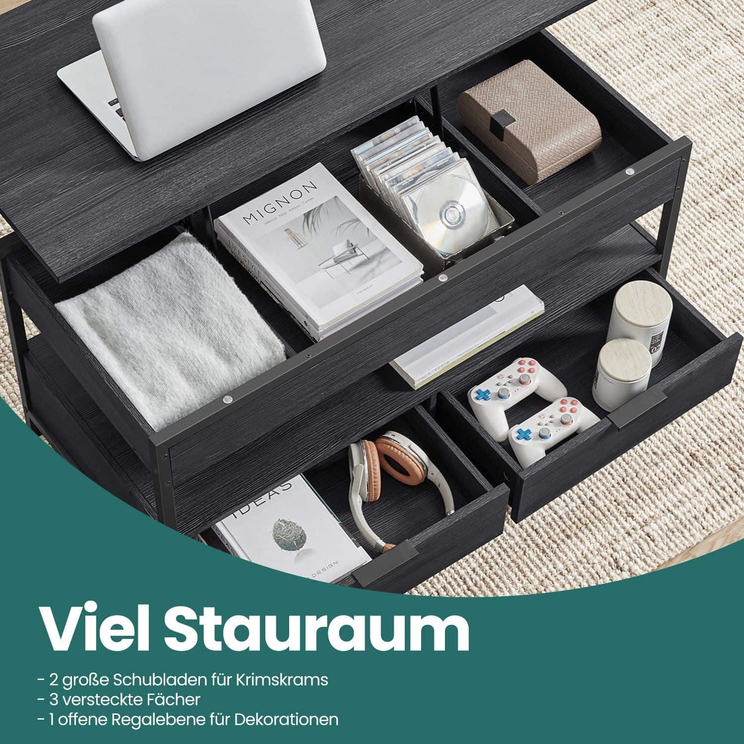 Couchtisch, Wohnzimmertisch, höhenverstellbare Tischplatte Couchtisch, Wohnzimmertisch, höhenverstellbare Tischplatte