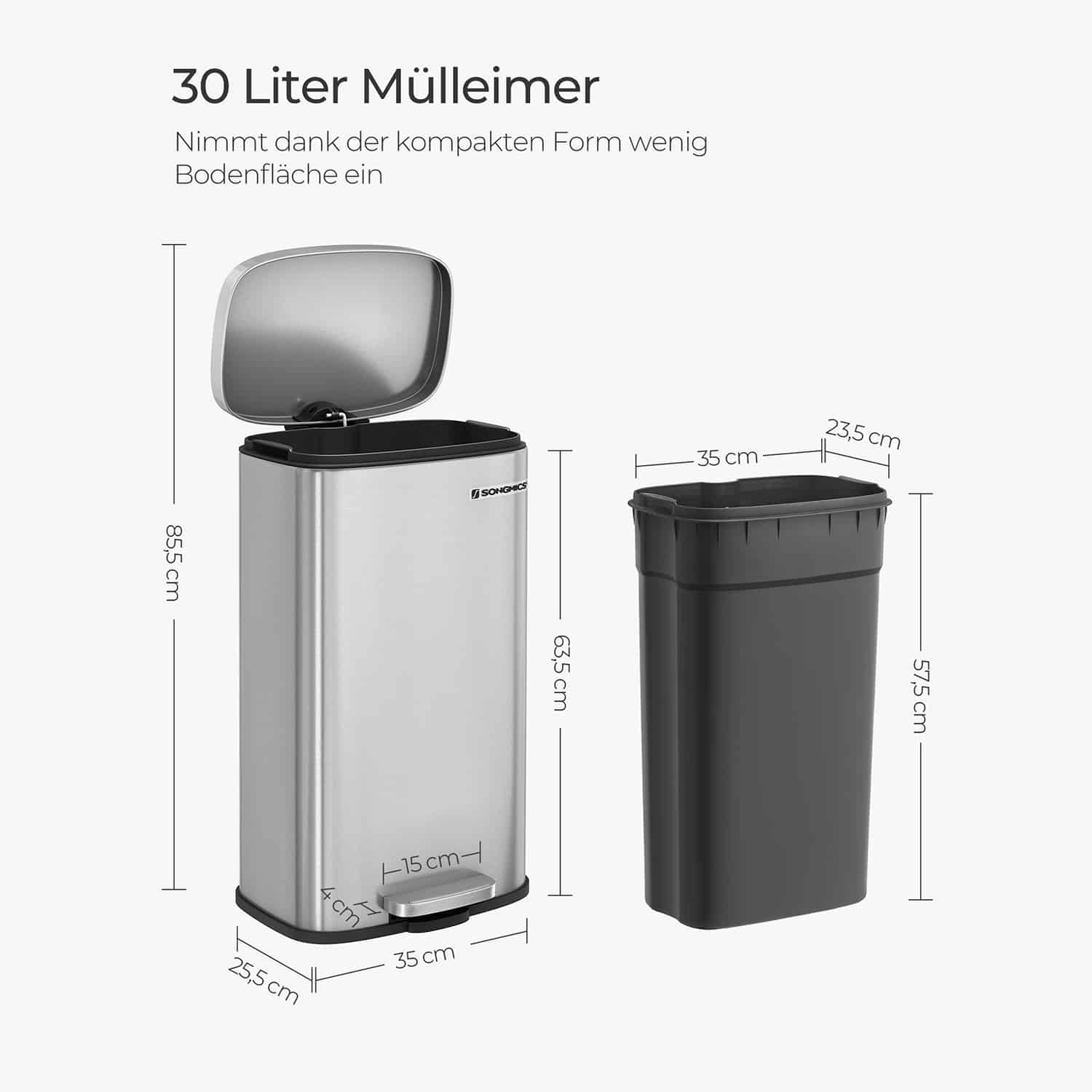 Mülleimer 30 L Edelstahl-LTB03NL Mülleimer 30 L Edelstahl-LTB03NL