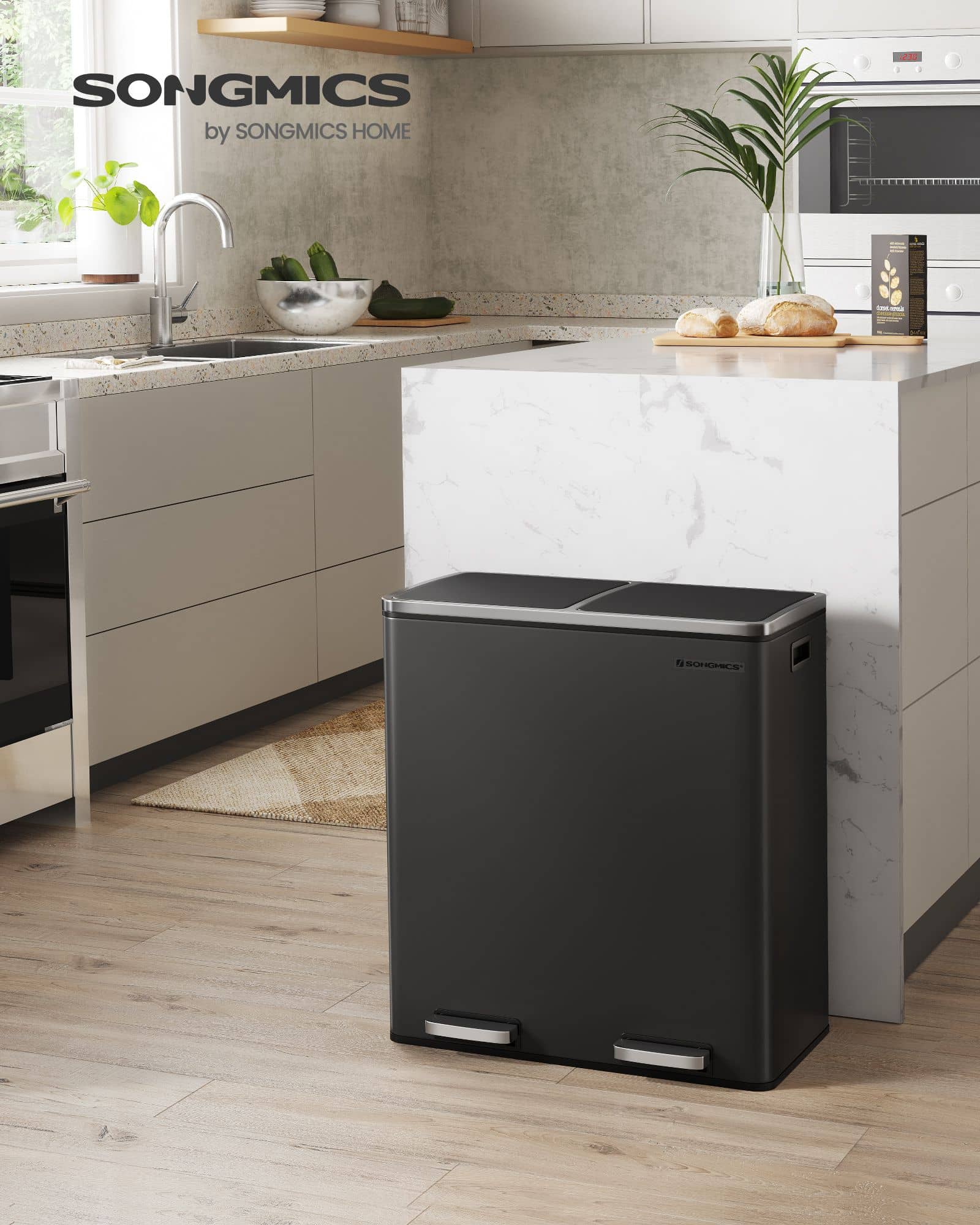Mülleimer 60 Liter (2 x 30 L) Schwarz-B34LTB60BK Mülleimer 60 Liter (2 x 30 L) Schwarz-B34LTB60BK