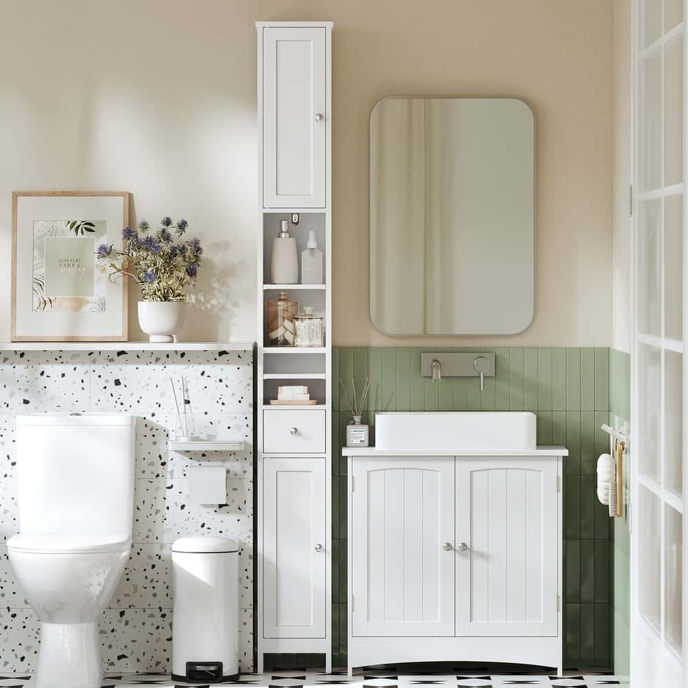 Hoher Badezimmerschrank, Schmaler Badschrank, Aufbewahrungsschrank Hoher Badezimmerschrank, Schmaler Badschrank, Aufbewahrungsschrank